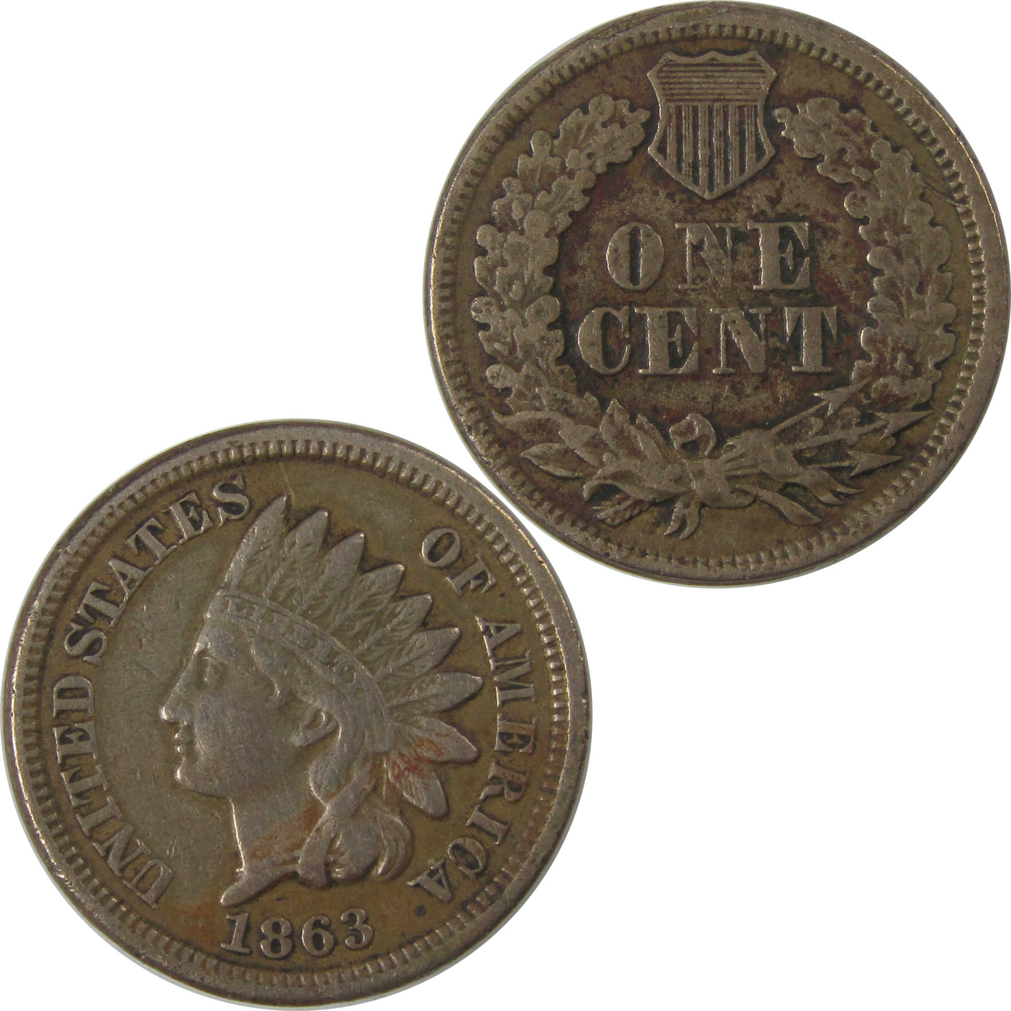 1863 Indian Head Cent VF Very Fine Details Penny 1c Coin SKU:I23253
