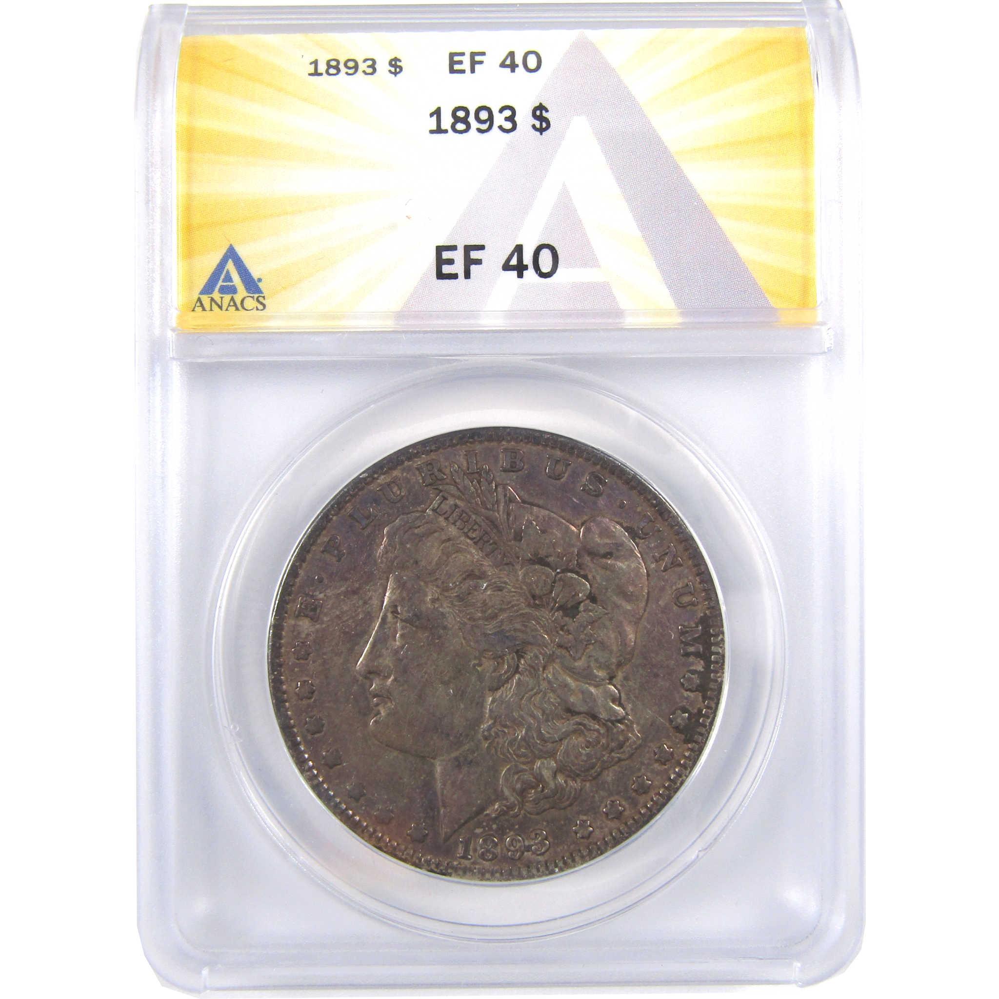 1893 Morgan Dollar EF 40 ANACS Silver $1 Coin SKU:I18650 - Morgan coin - Morgan silver dollar - Morgan silver dollar for sale - Profile Coins & Collectibles
