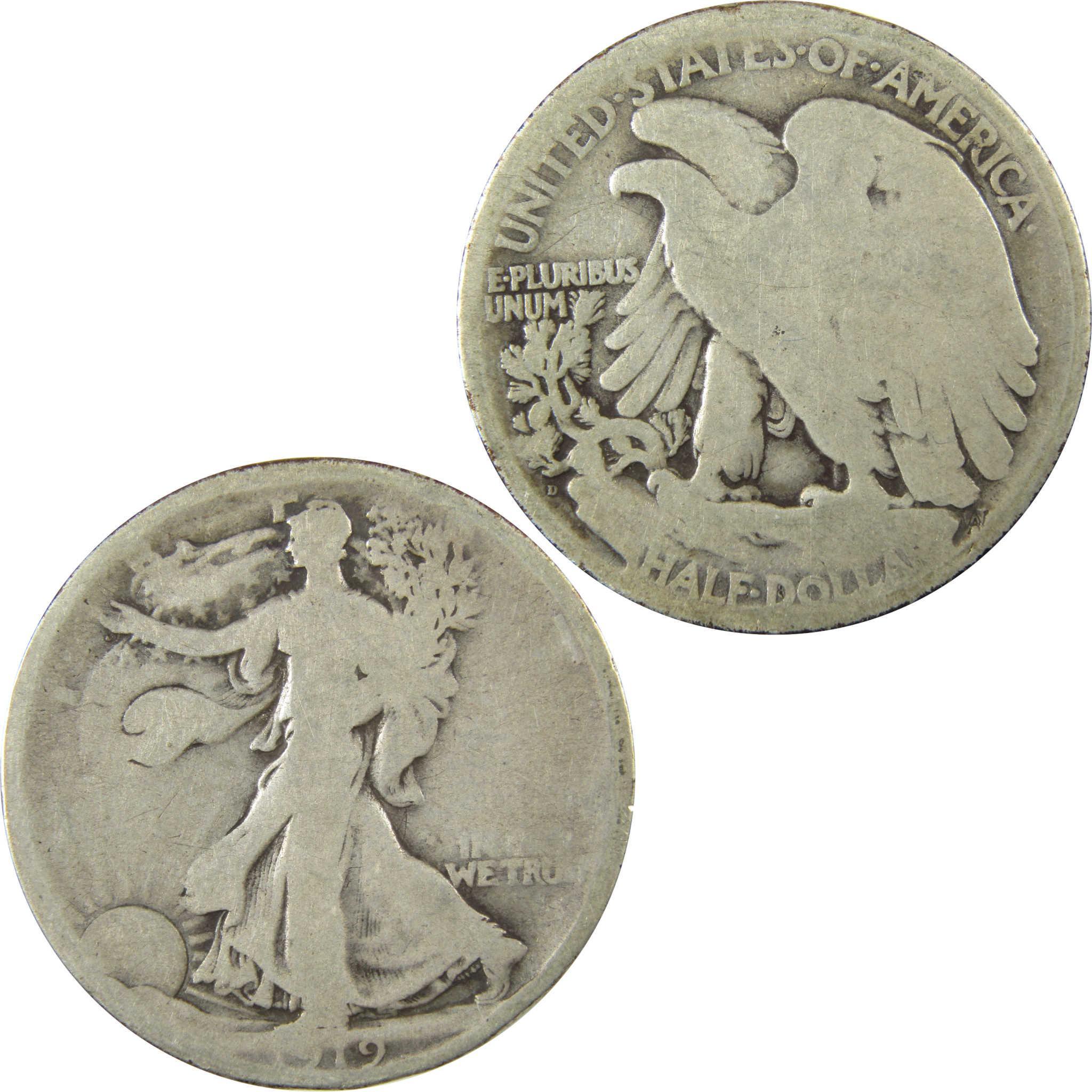1919 D Liberty Walking Silver Half Dollar G Good SKU:CP1438