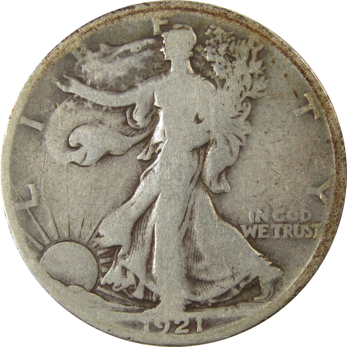 1921 S Liberty Walking Silver Half Dollar AG About Good SKU:I22774