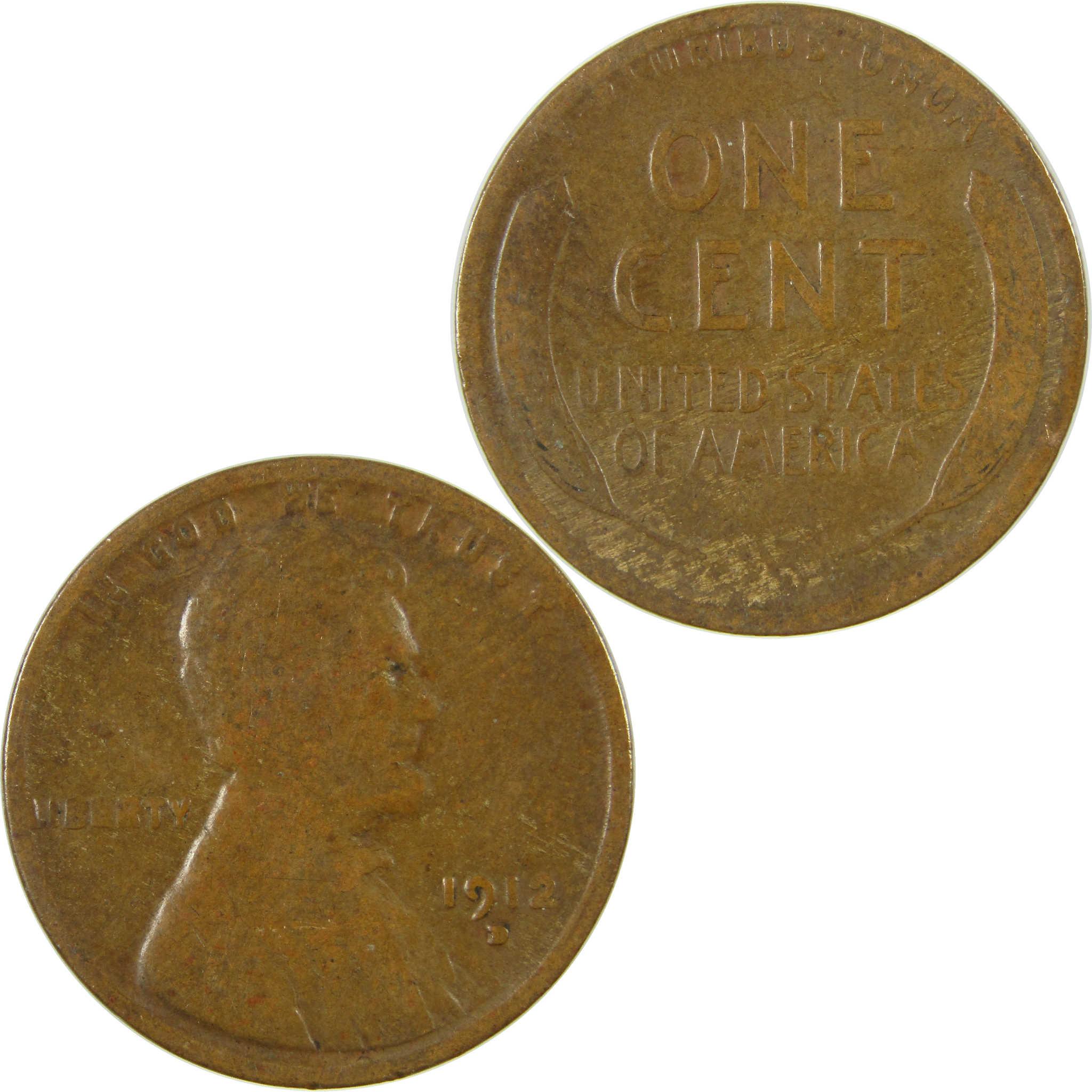 1912 D Lincoln Wheat Cent G Good Penny 1c Coin Collectible SKU:I27161