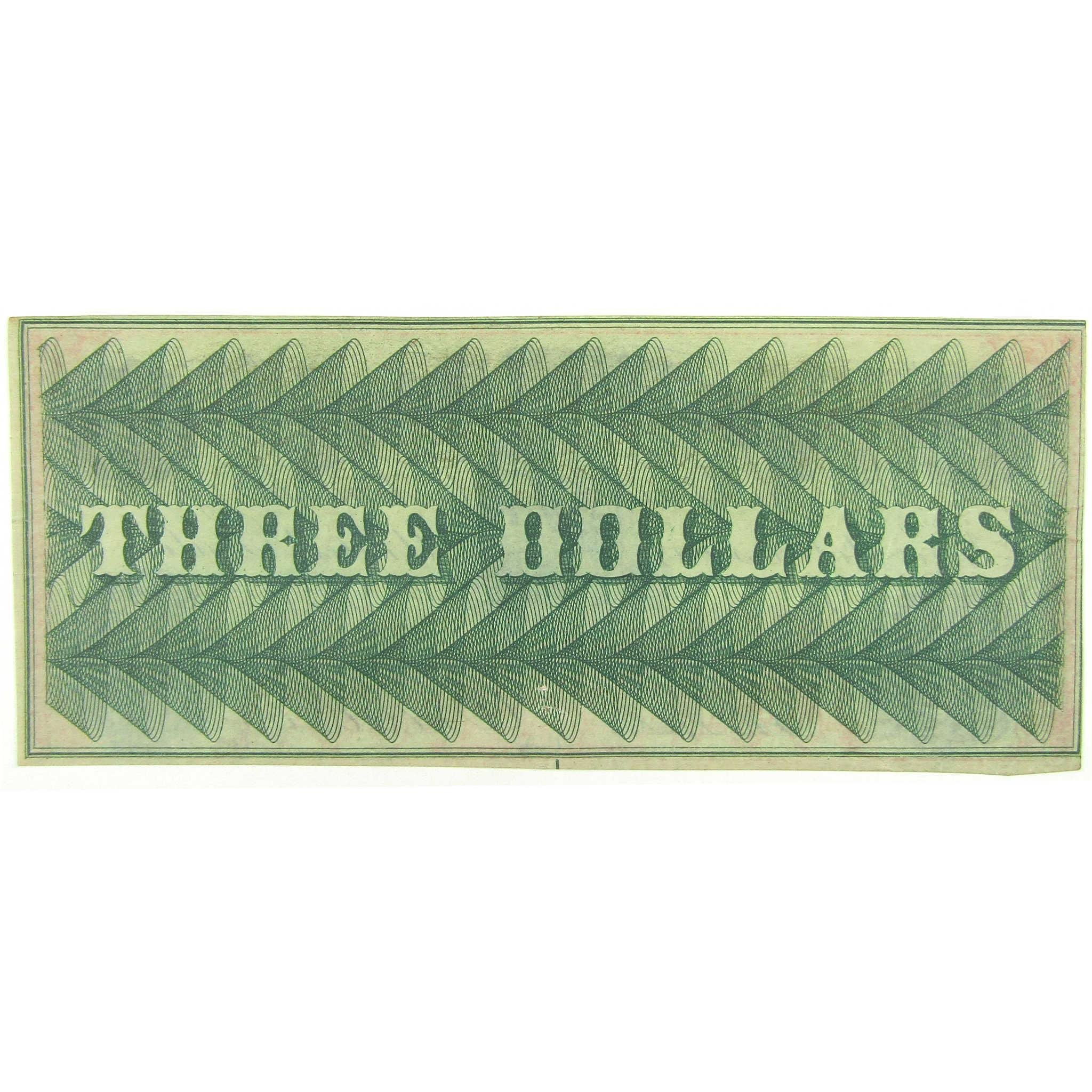 1862 Bullion Bank Washington DC $3 Note Unc Details SKU:CPC0274