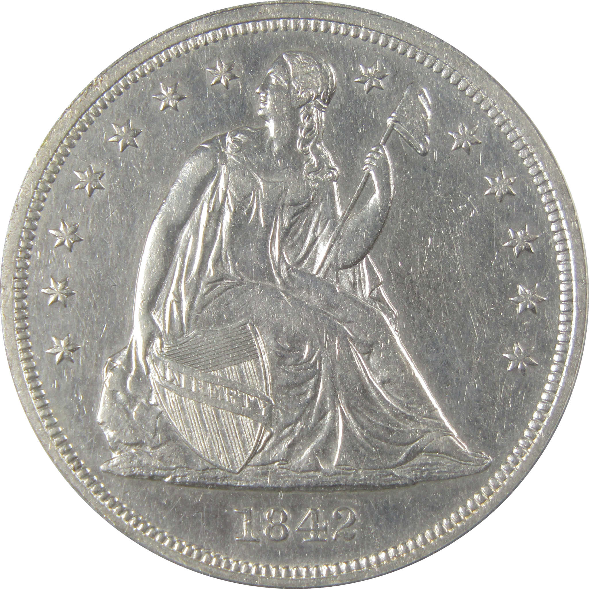 1842 Seated Liberty Dollar EF 45 Details ANACS Silver SKU:CP132