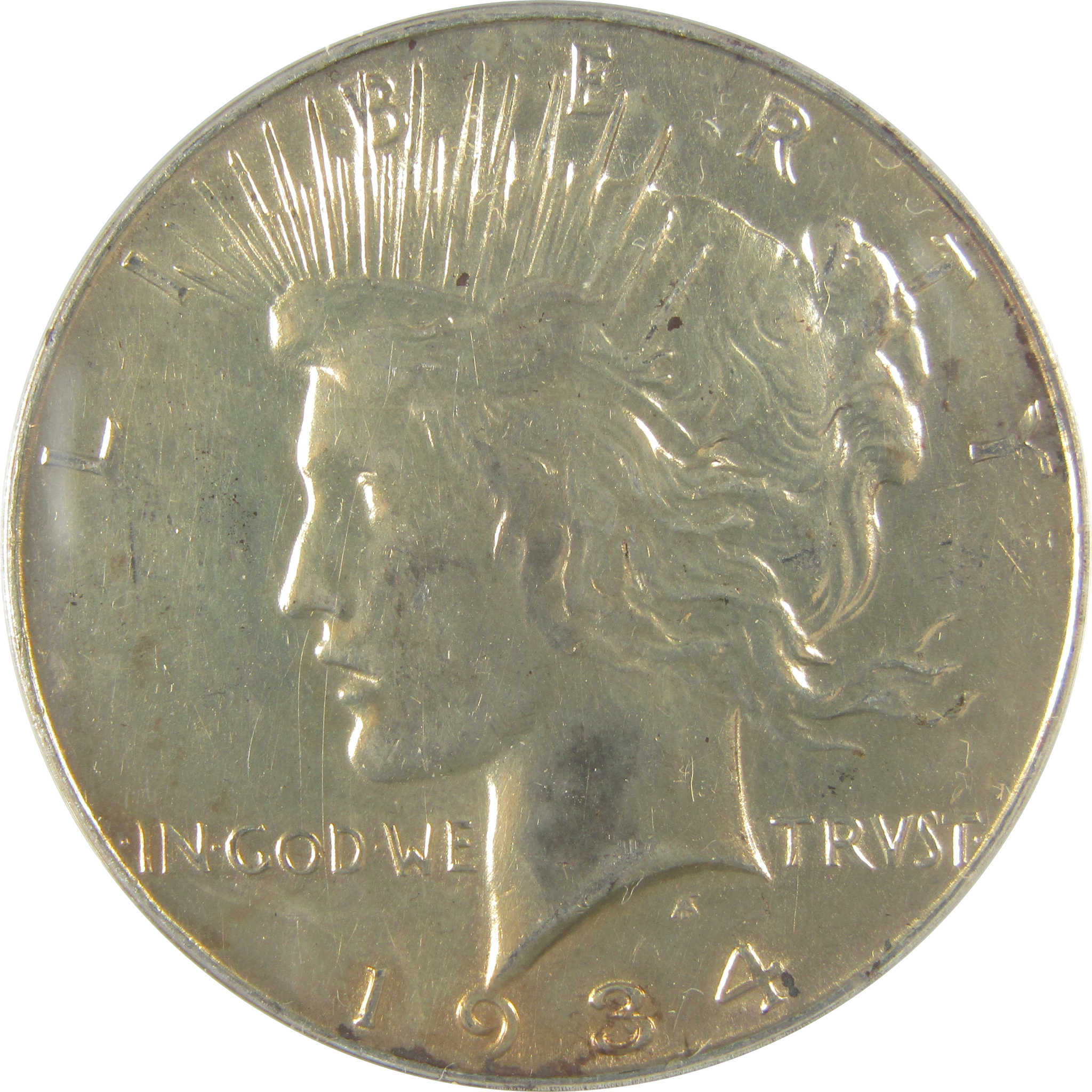 1934 D Peace Dollar AU 50 Details ANACS Silver $1 Coin SKU:I21582
