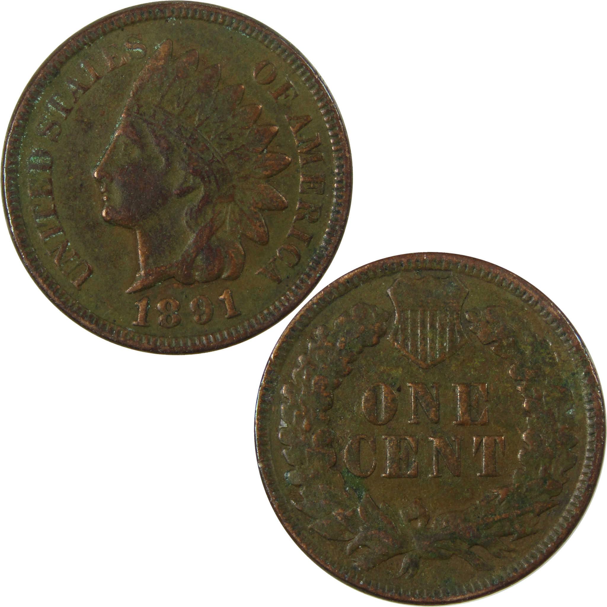 1891 Indian Head Cent VF Very Fine Penny 1c Coin SKU:I26938