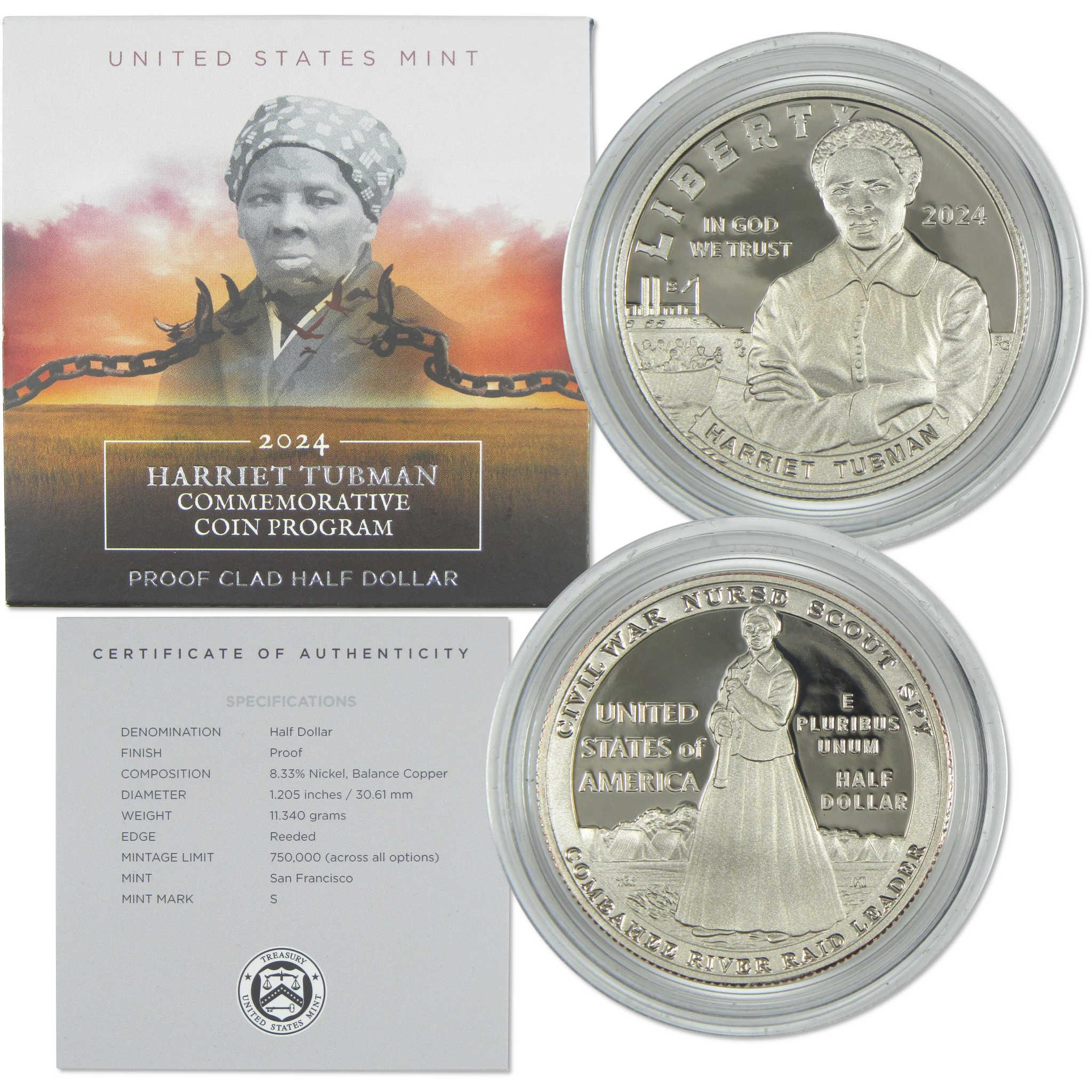 2024 S Harriet Tubman Commemorative Half Dollar Clad Proof OGP COA