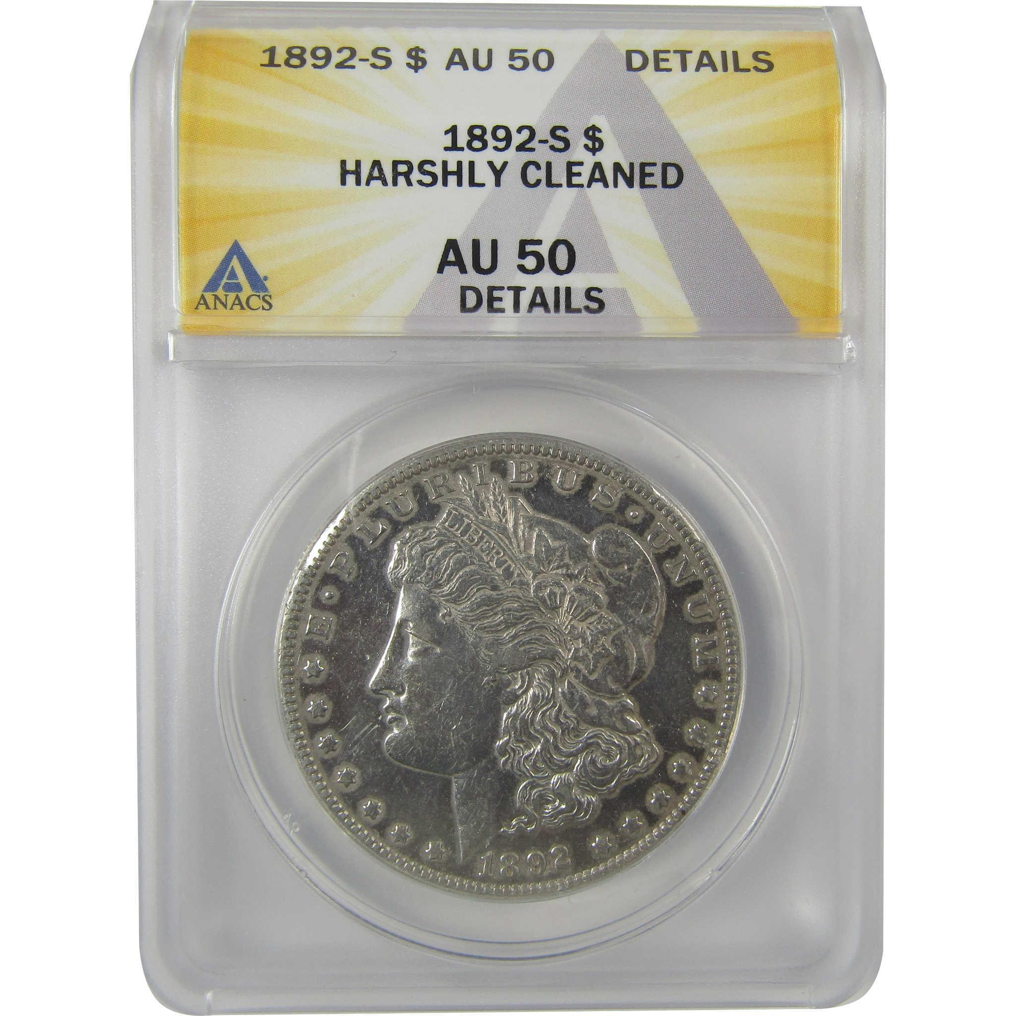 1892 S Morgan Dollar AU 50 Details ANACS Silver $1 Coin SKU:I21359 - Morgan coin - Morgan silver dollar - Morgan silver dollar for sale - Profile Coins & Collectibles