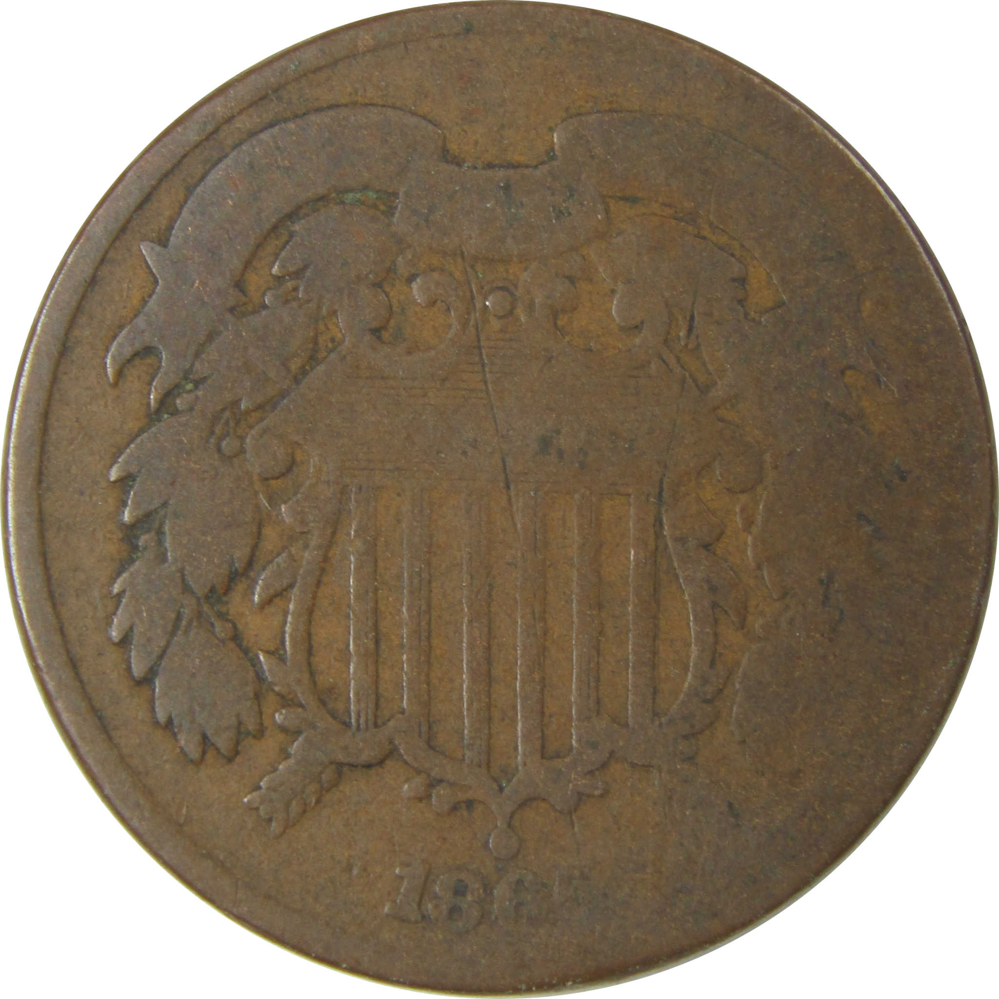 1865 Two Cent Piece G Good 2c Coin SKU:I20265