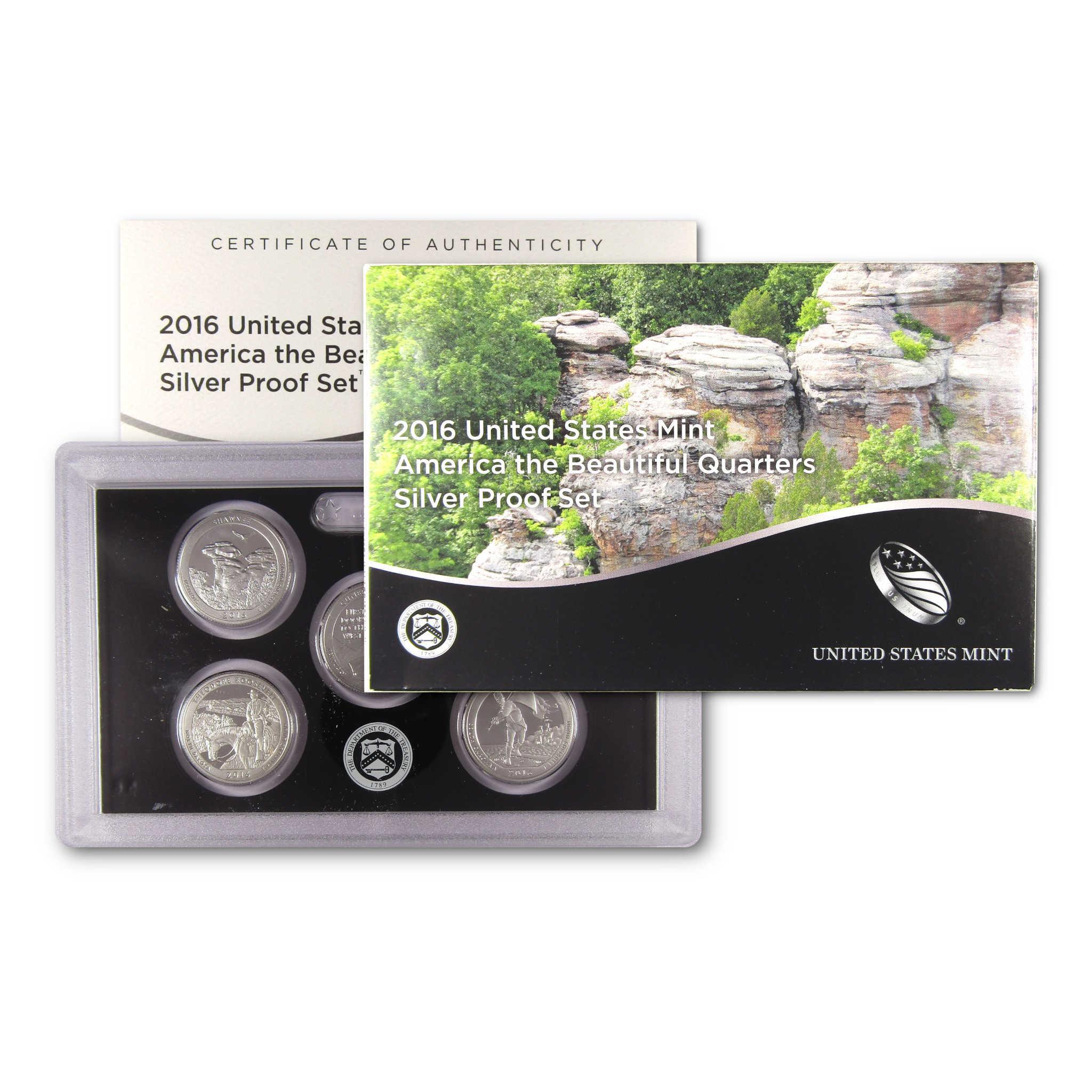 2016 US Mint America the Beautiful Quarters silver proof set with certificate
