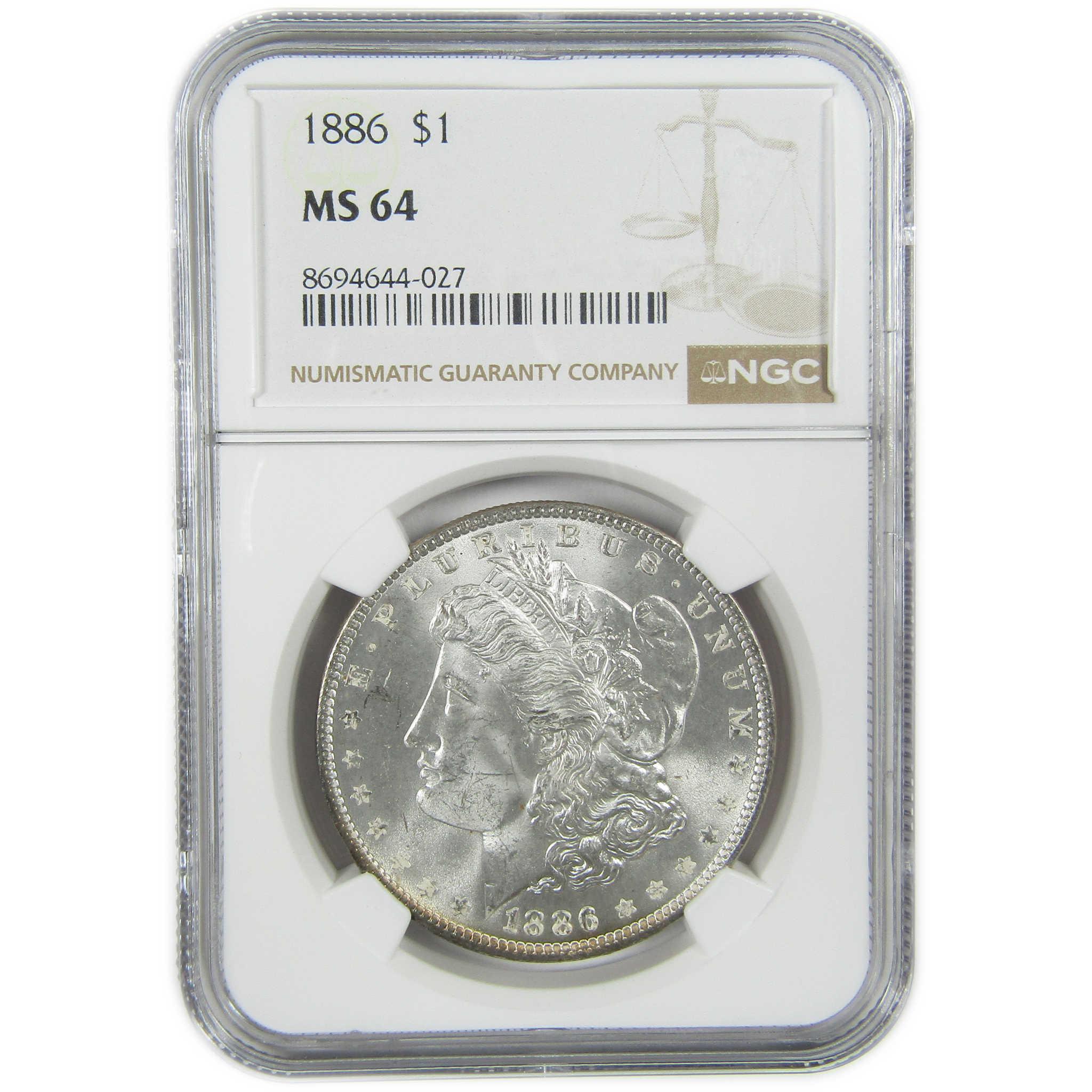1886 Morgan Silver Dollar MS 64 NGC Uncirculated $1 Coin SKU:I27569 - Morgan coin - Morgan silver dollar - Morgan silver dollar for sale - Profile Coins & Collectibles