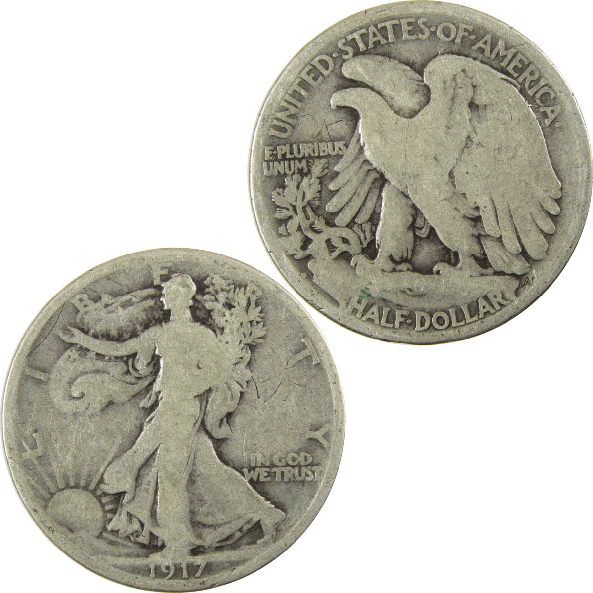 1917 D Reverse Liberty Walking Silver 50c G Good Details SKU:I29027