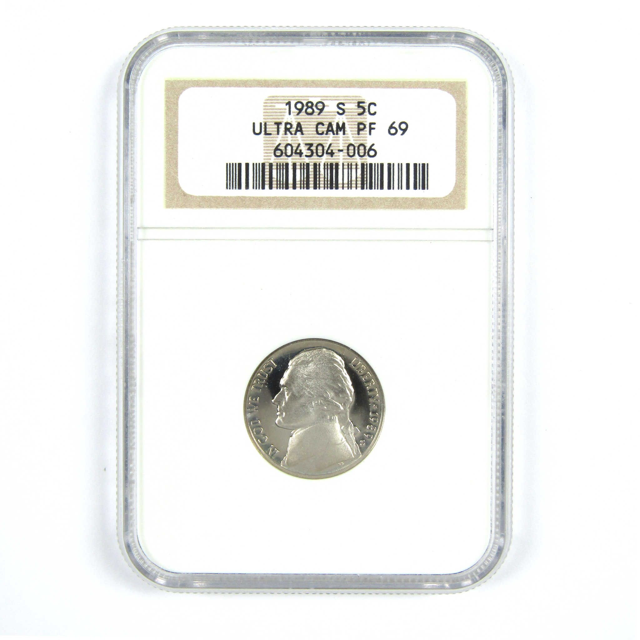 1989 S Jefferson Nickel PF 69 UCAM NGC 5c Proof Coin SKU:CPC7368