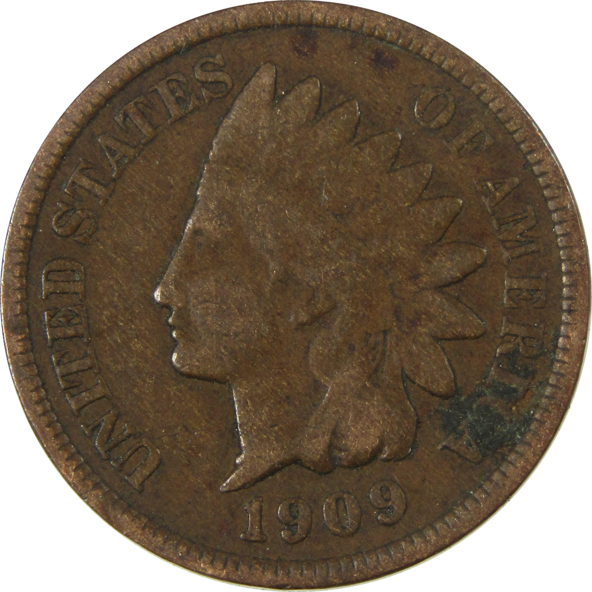 1909 Indian Head Cent VG Very Good Penny 1c Coin SKU:I27008