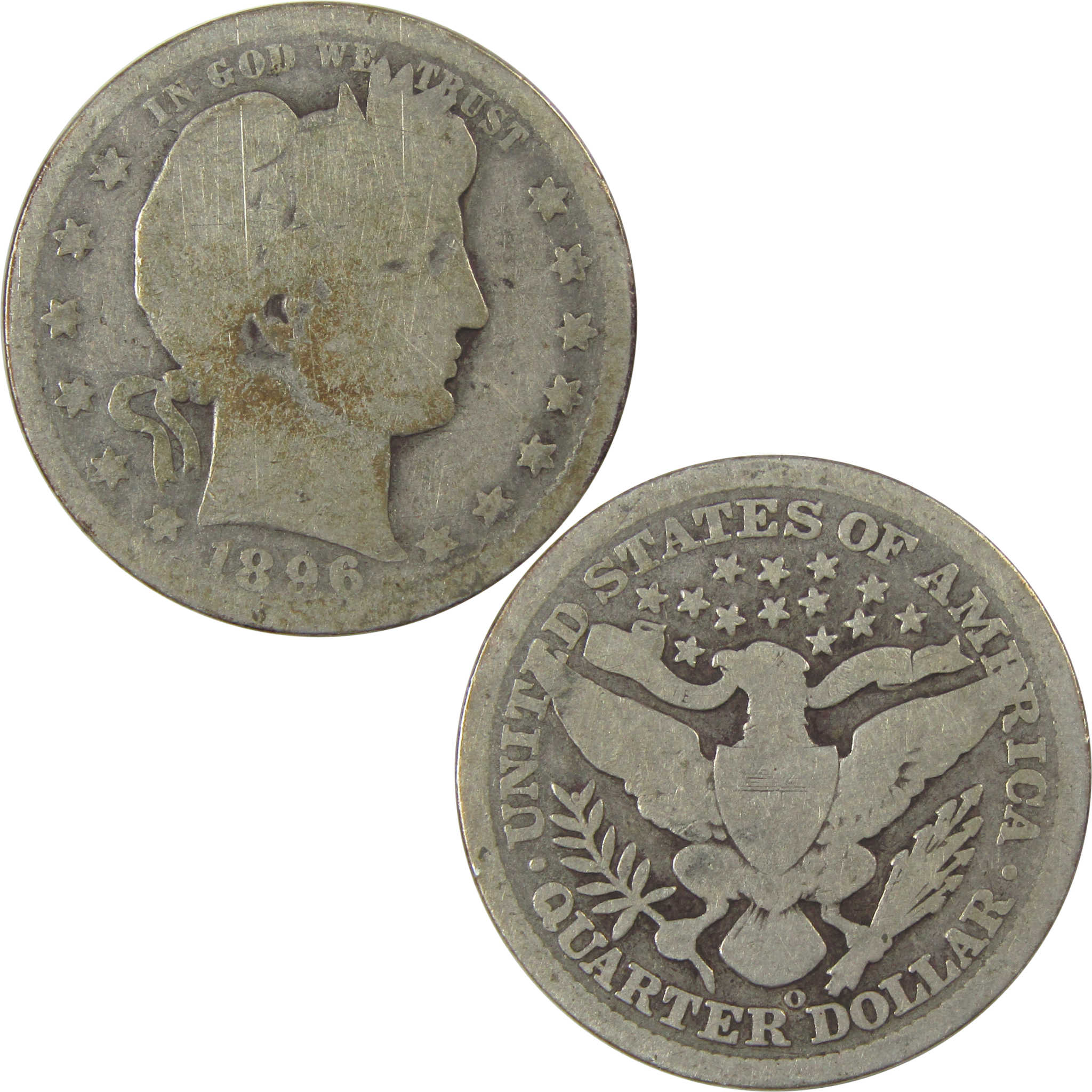 1896 O Barber Quarter AG About Good Silver 25c Coin SKU:I21873