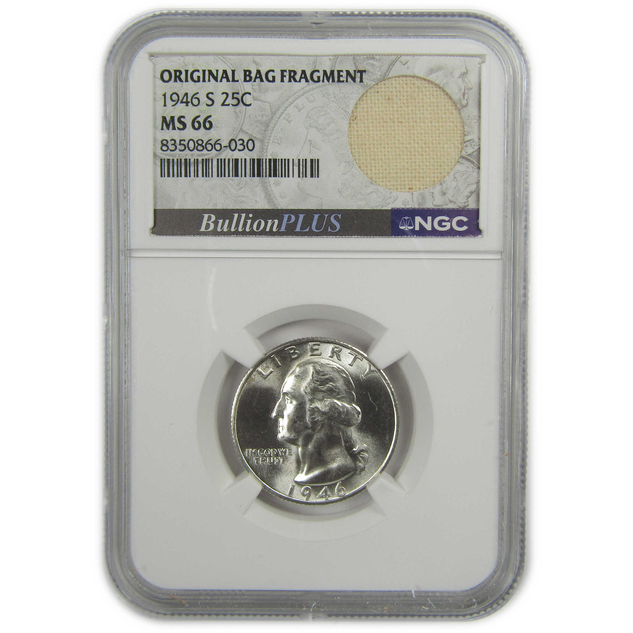 1946 S Washington Quarter MS 66 NGC Silver Bag Fragment SKU:I20512