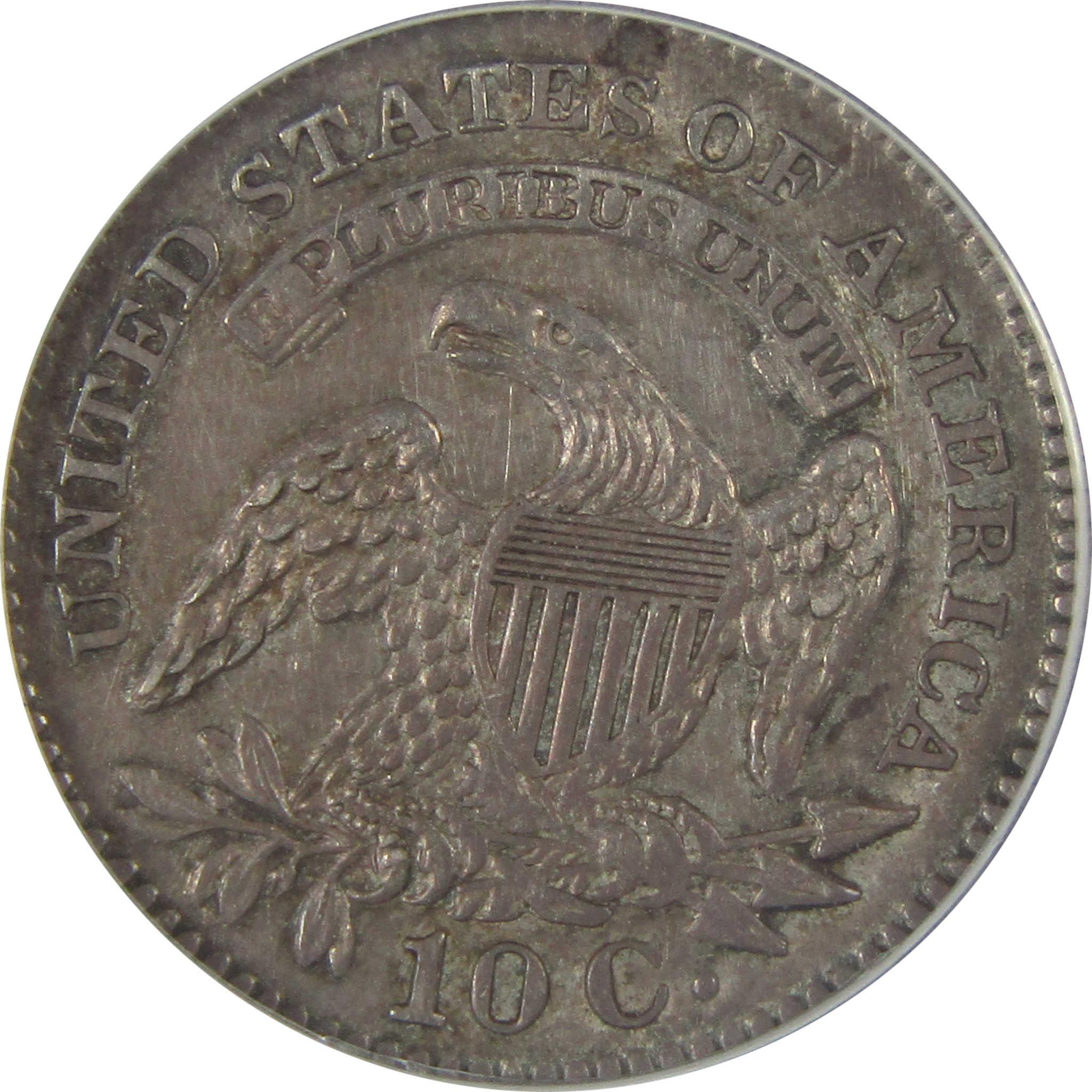 1827 Pointed Top Capped Bust Dime AU 58 Details ANACS SKU:I22964