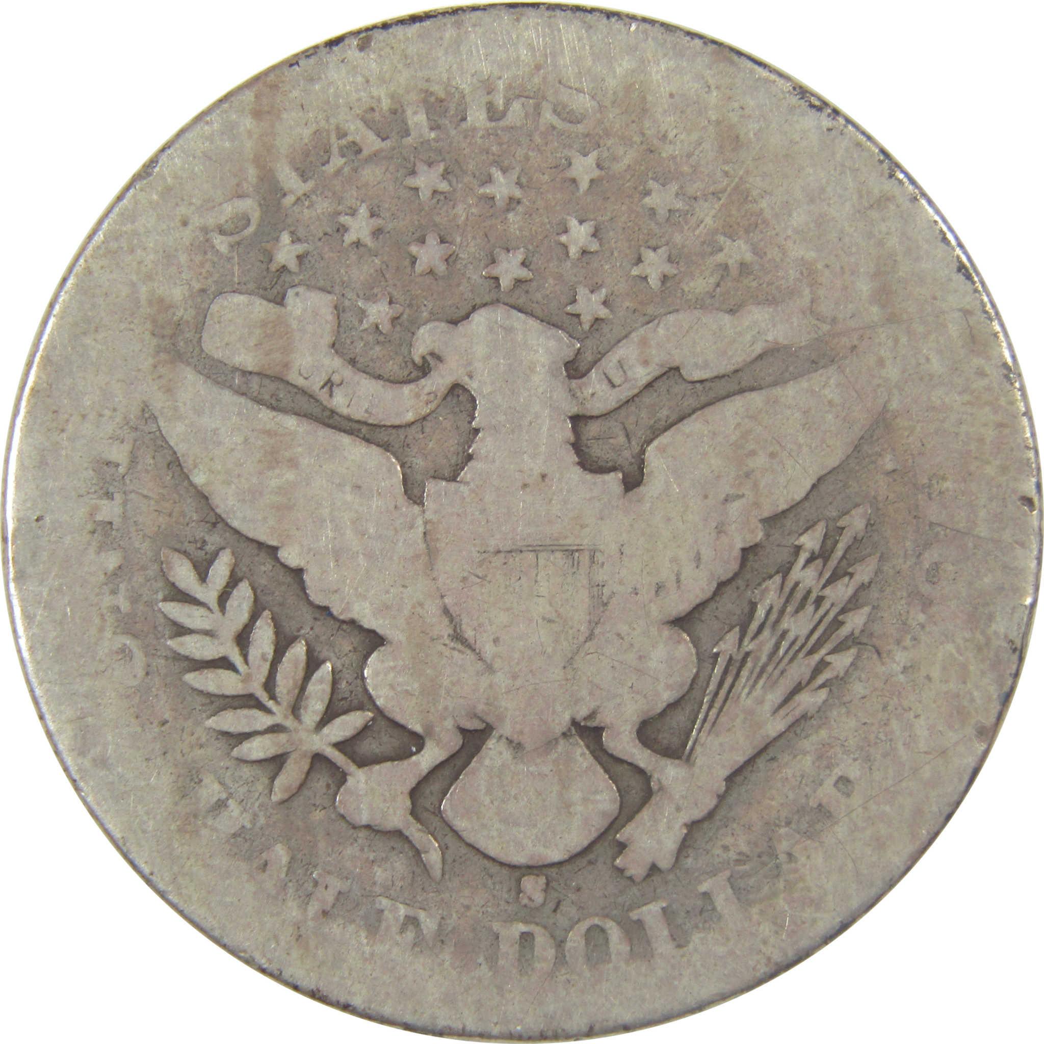 1895 S Barber Silver Half Dollar AG About Good 50c Coin SKU:I24581