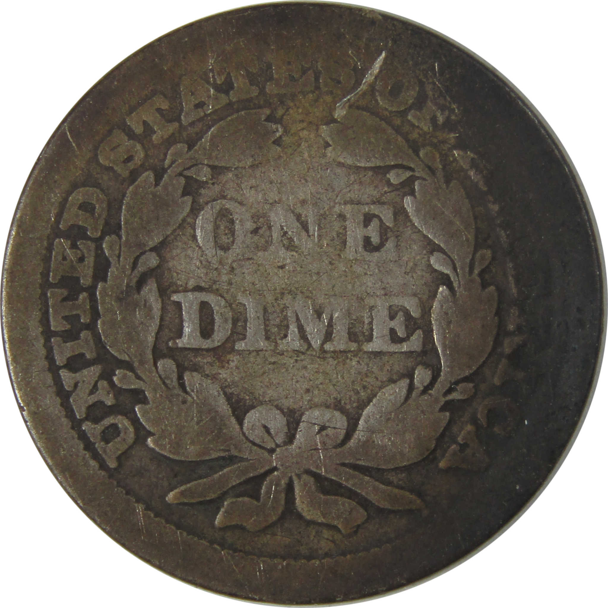 1854 Seated Liberty Dime G Good Silver 10c Coin SKU:I22752