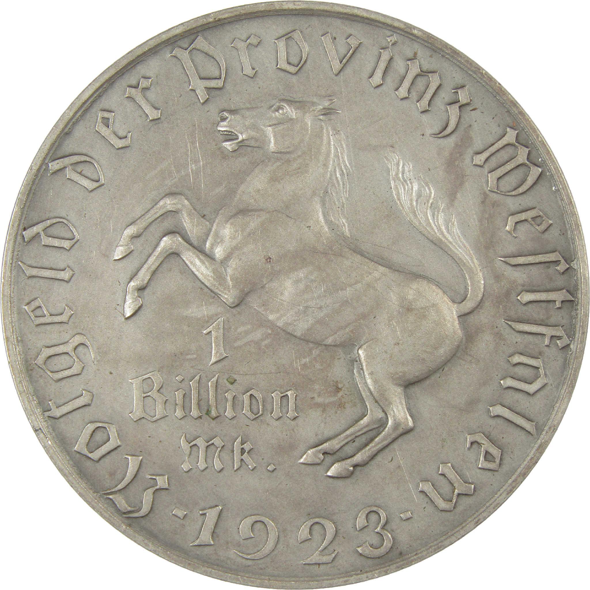 1923 Westphalia Baron vom Stein 1 Trillion Marks VF Very Fine