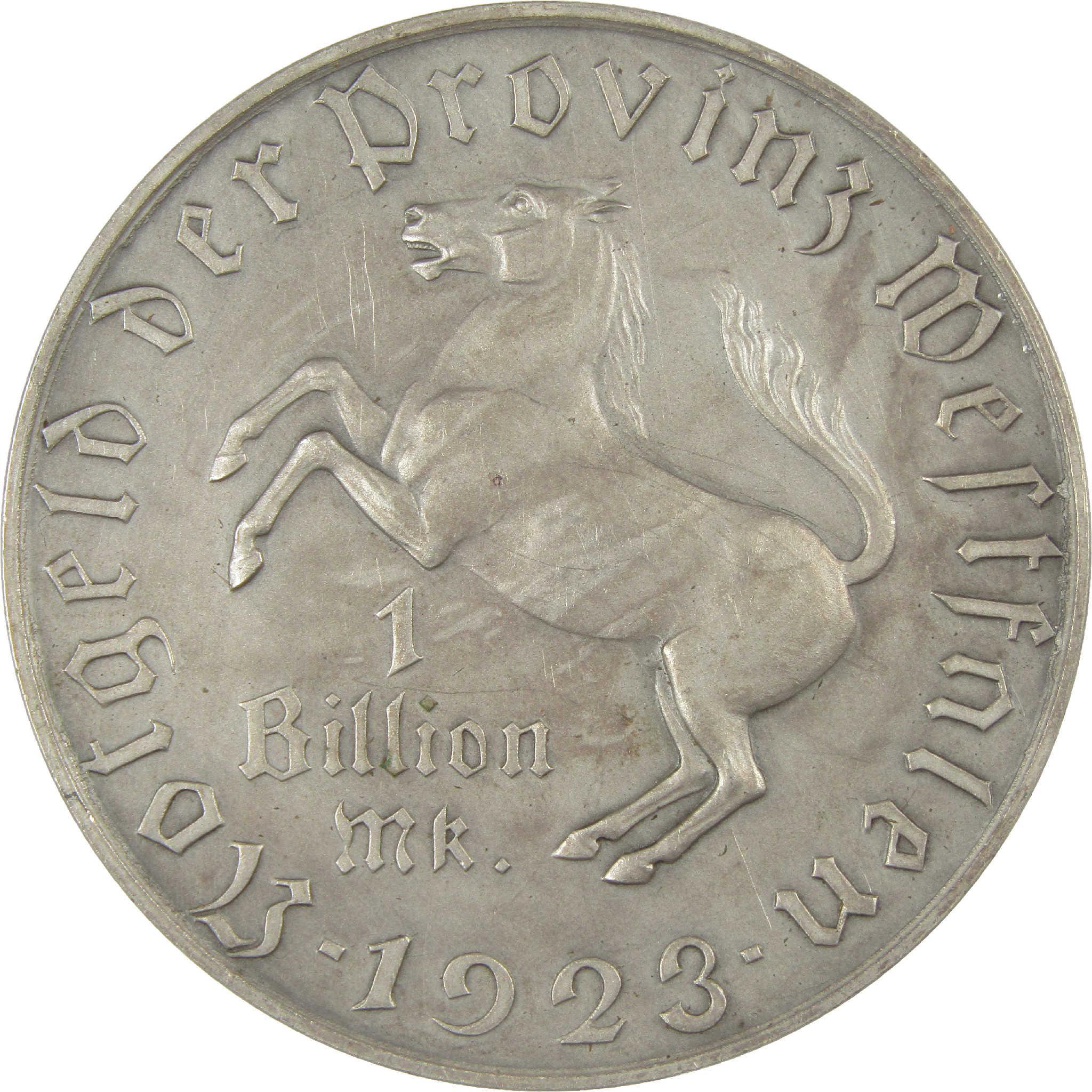 1923 Westphalia Baron vom Stein 1 Trillion Marks VF Very Fine