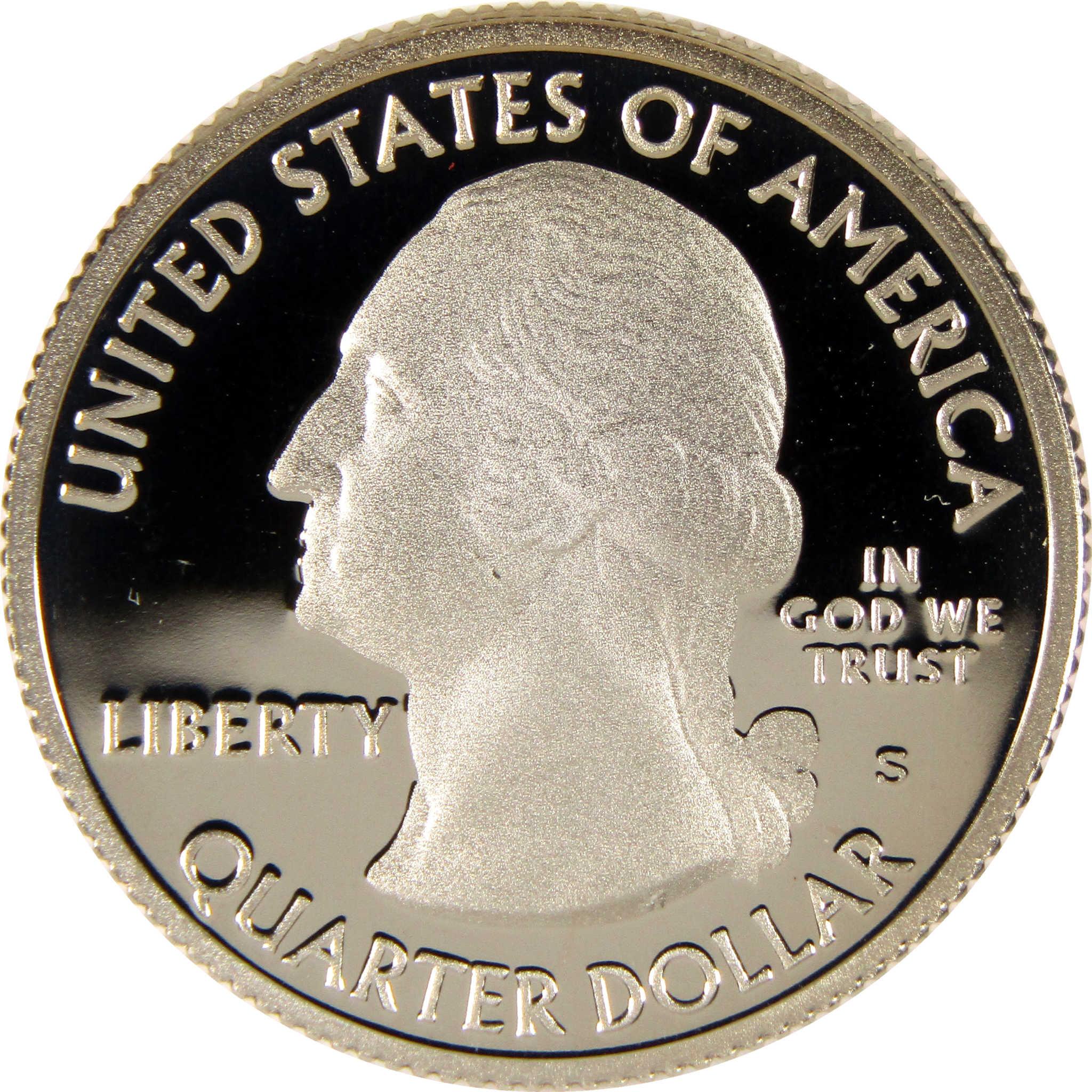 United States quarter dollar coin obverse, featuring George Washington profile, proof finish