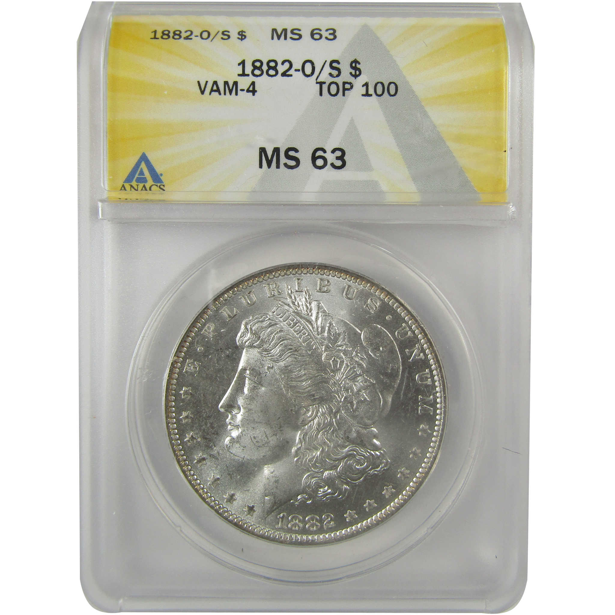 1882 O/S VAM-4 Recessed Top 100 Morgan Dollar MS 63 ANACS SKU:I21938 - Morgan coin - Morgan silver dollar - Morgan silver dollar for sale - Profile Coins & Collectibles