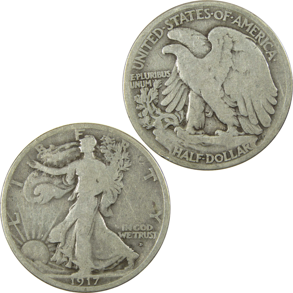 1917 D Obverse Liberty Walking Silver 50c VG Very Good SKU:CP1761