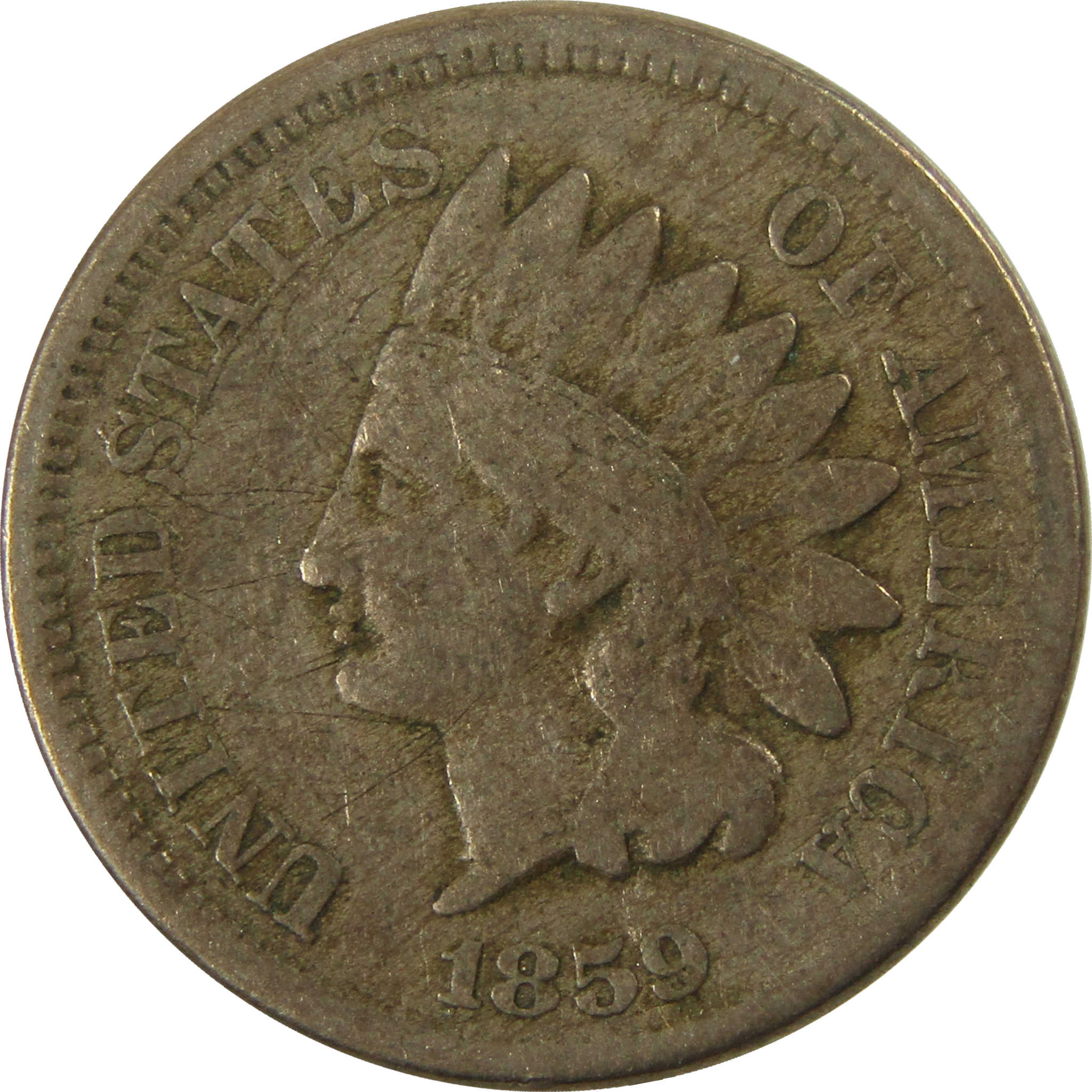 1859 Indian Head Cent VG Very Good Details Penny 1c Coin SKU:I27871