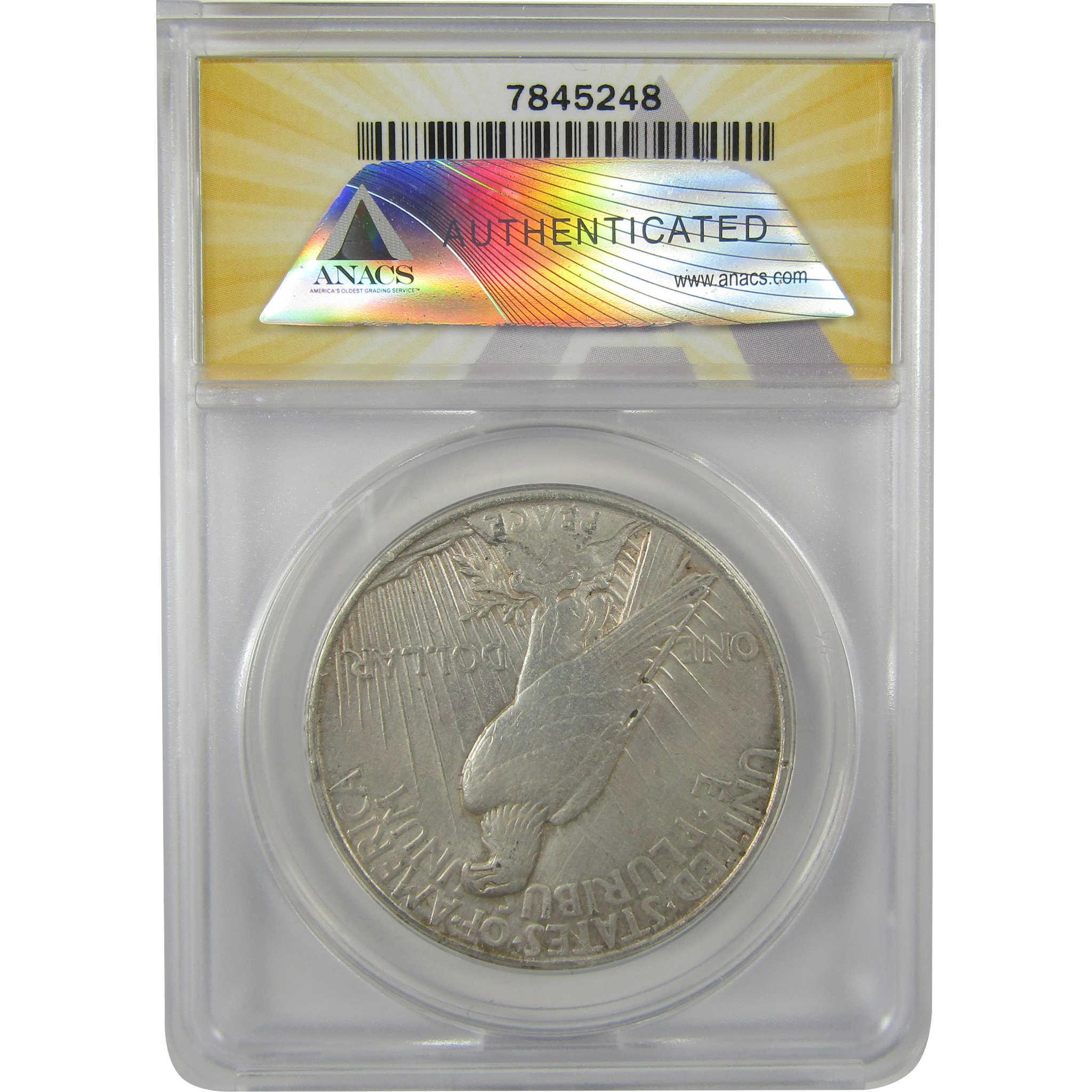 1921 High Relief Peace Dollar AU 50 Details ANACS Silver SKU:I21379