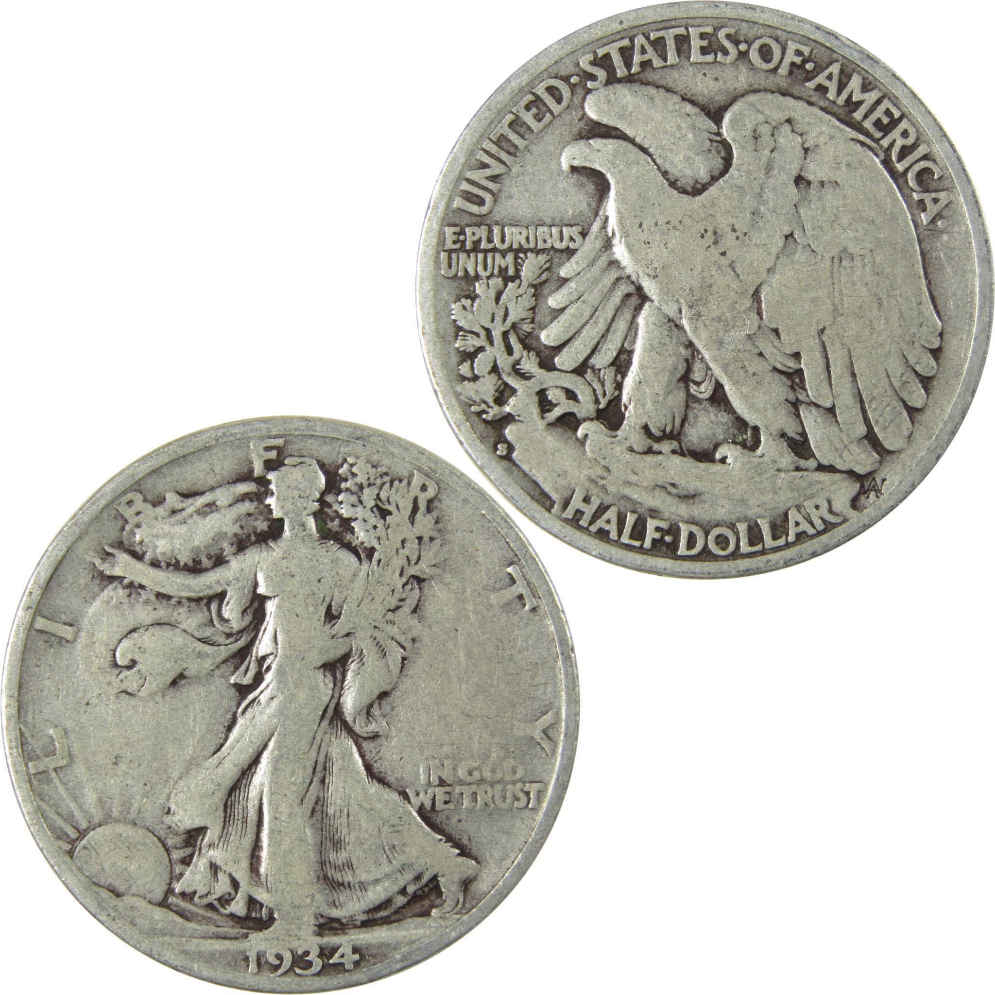 1934 S Liberty Walking Silver Half Dollar VG Very Good SKU:CP521