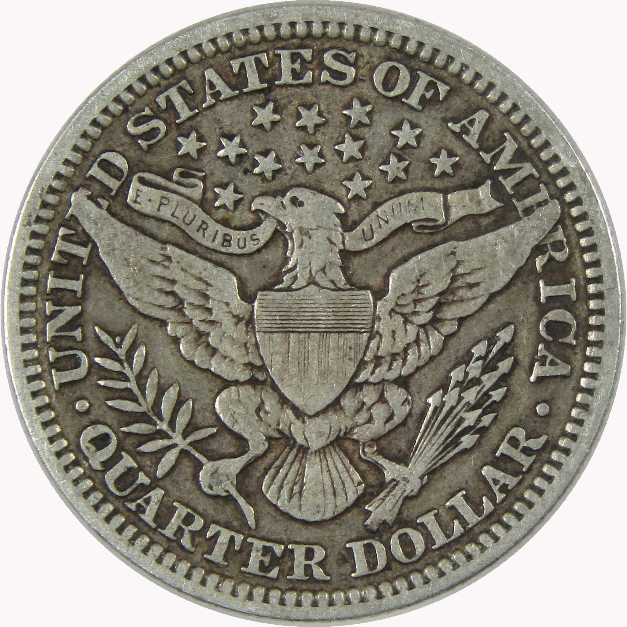 1910 Barber Silver Quarter F Fine 25c Coin Collectible