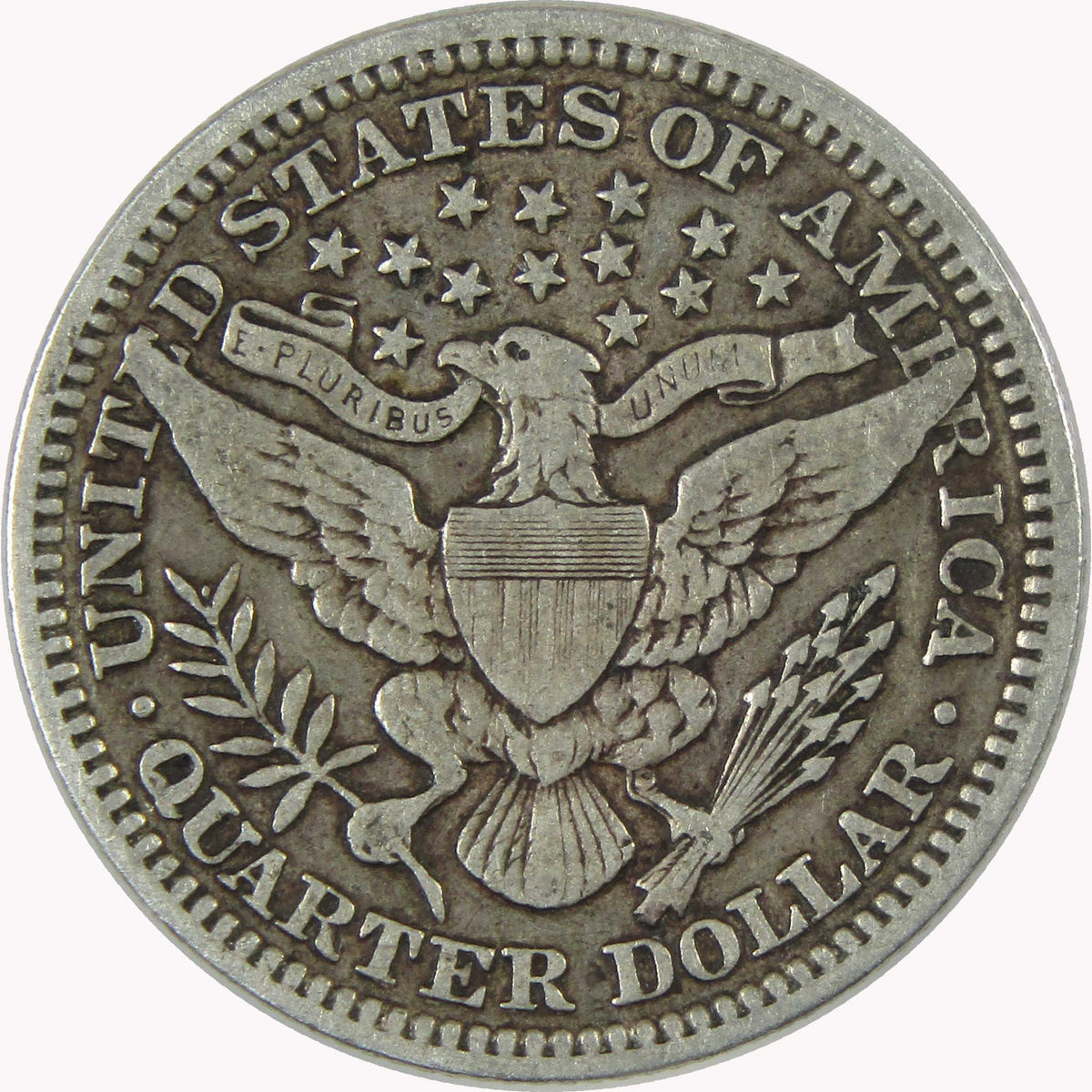 1910 Barber Silver Quarter F Fine 25c Coin Collectible