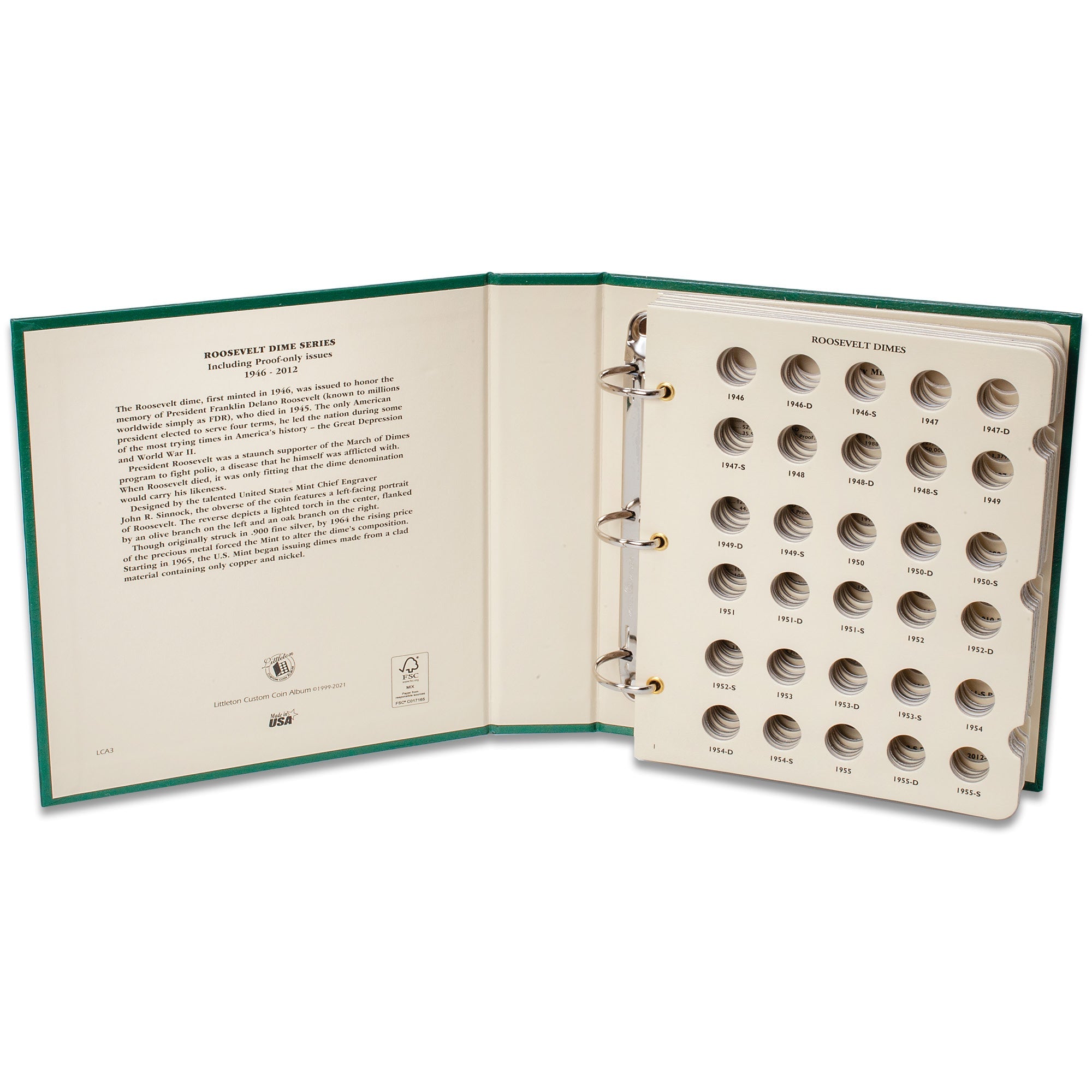 1946-2012 Roosevelt Dime Coin Album Littleton Coin Company
