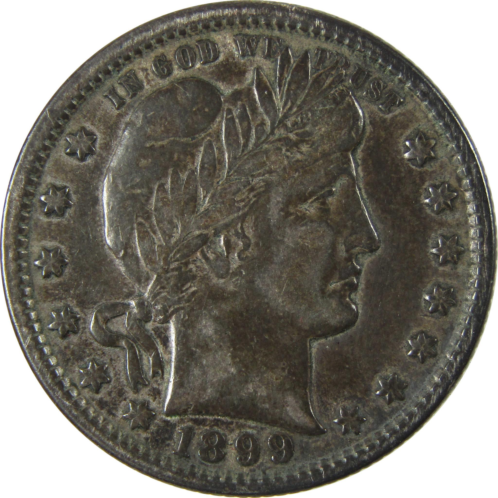 1899 Barber Silver Quarter VF Very Fine 25c Coin SKU:CP896
