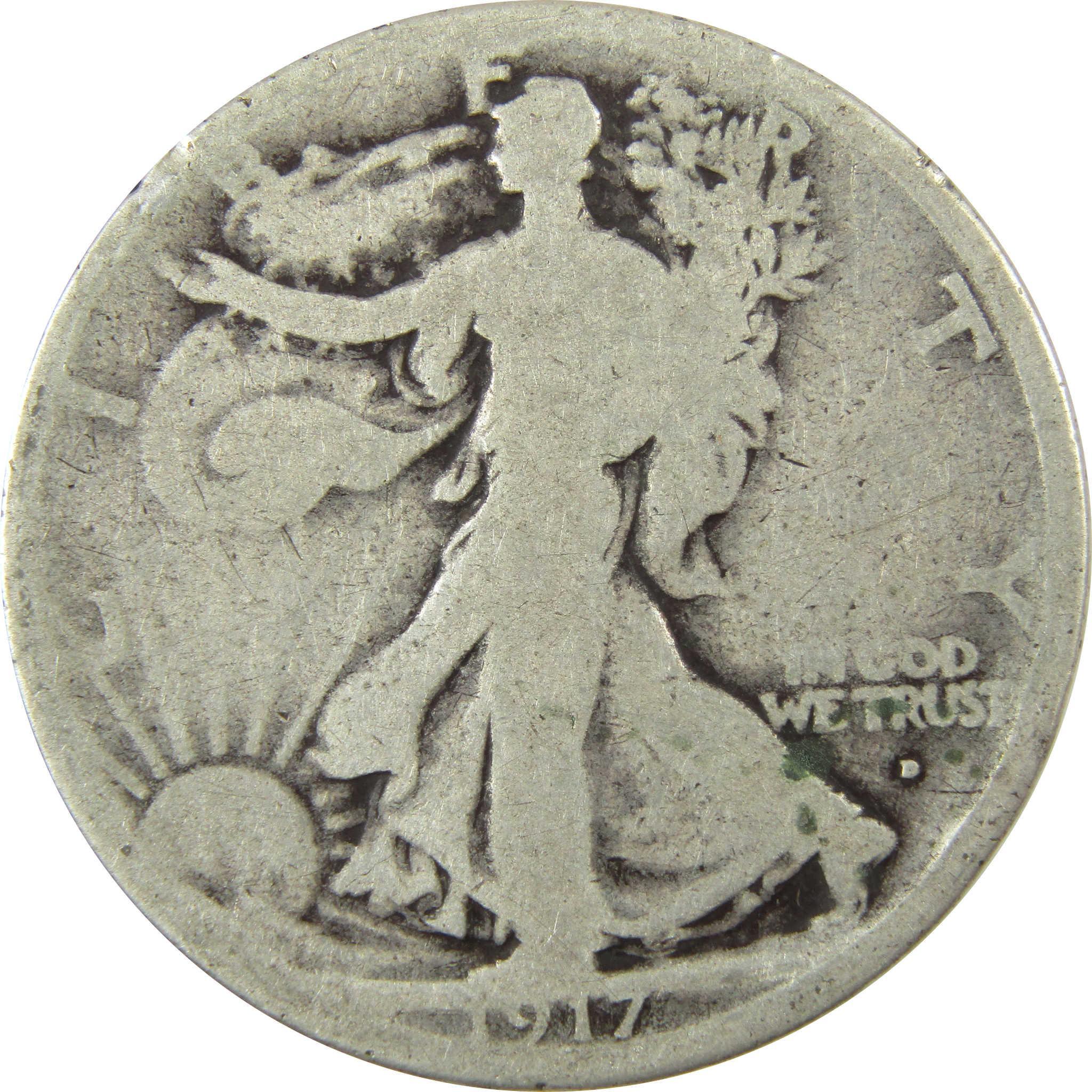 1917 D Obverse Liberty Walking Silver Half Dollar G Good SKU:CP1444