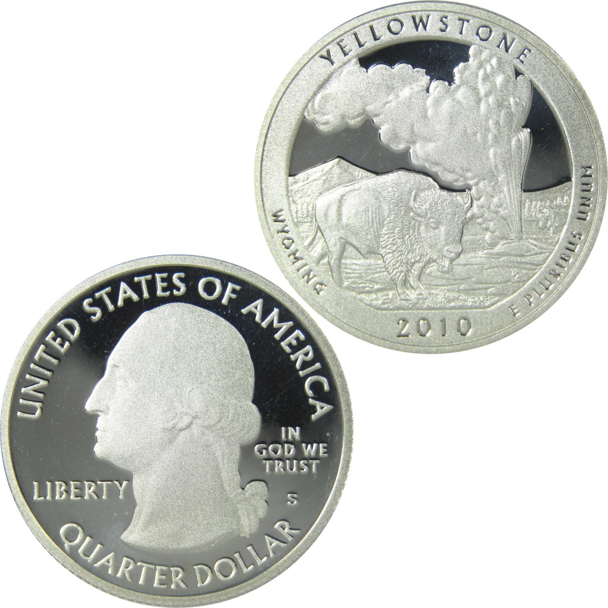 2010 S Yellowstone National Park Silver Quarter Proof 25c Coin