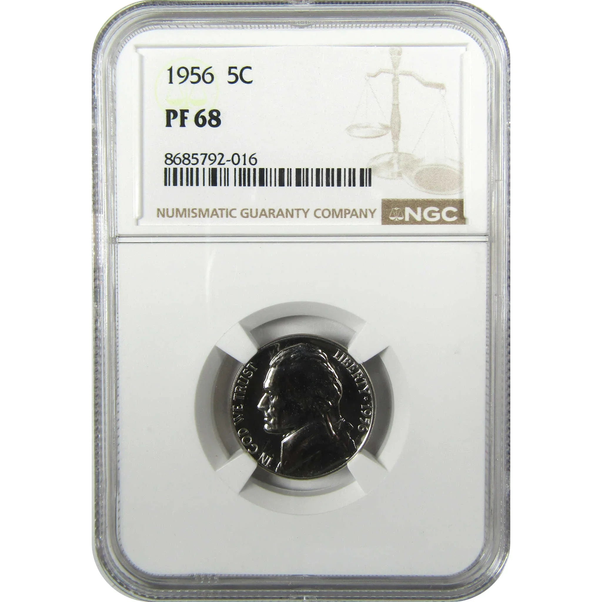 1956 Jefferson Nickel PF 68 NGC Proof 5c Coin Collectible SKU:I27106