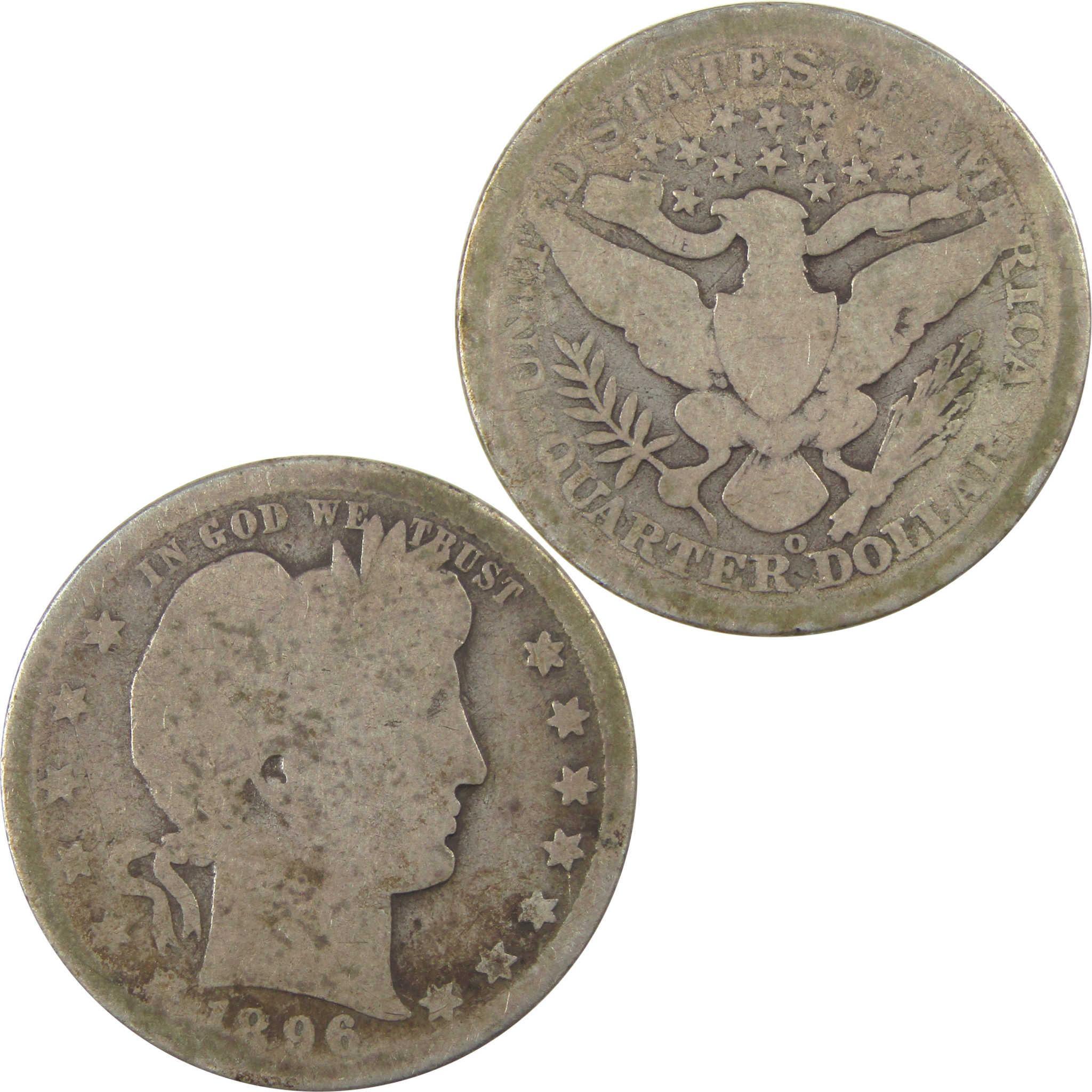 1896 O Barber Quarter AG About Good Silver 25c Coin SKU:I21882