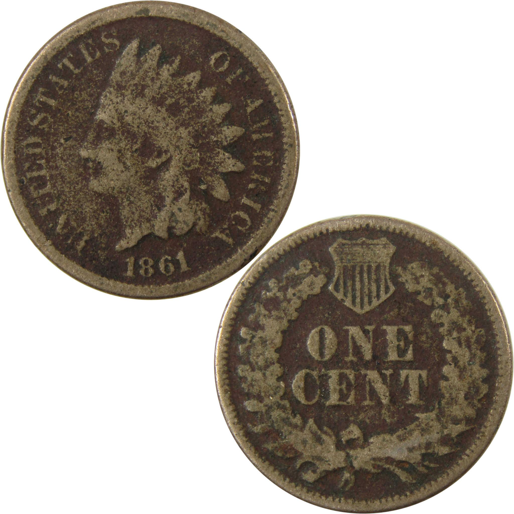 1861 Indian Head Cent G Good Details Penny 1c Coin SKU:CP1209