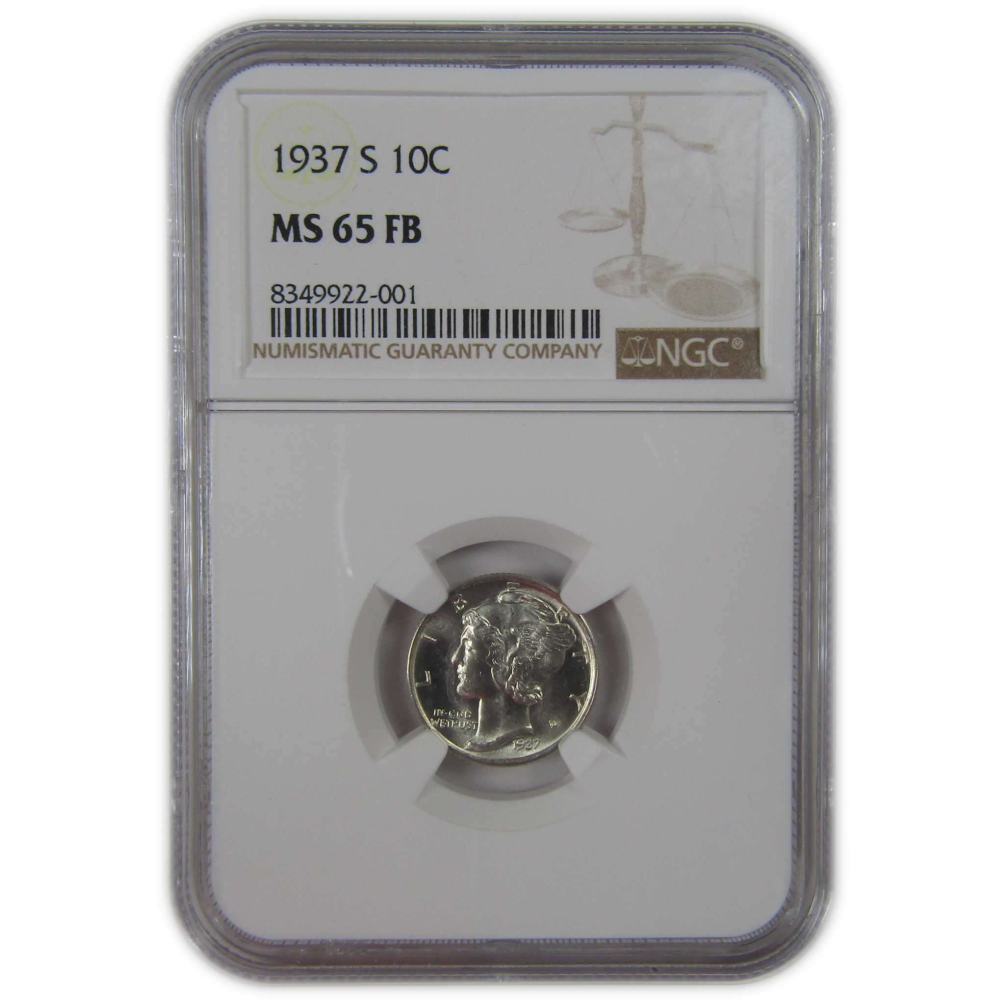 1937 S Mercury Dime MS 65 FB NGC Silver Uncirculated SKU:I23215