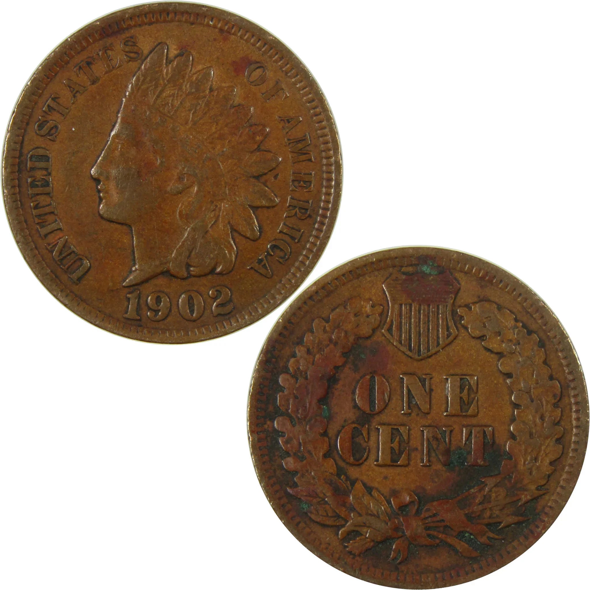 1902 Indian Head Cent XF EF Extremely Fine Details Penny SKU:I26933