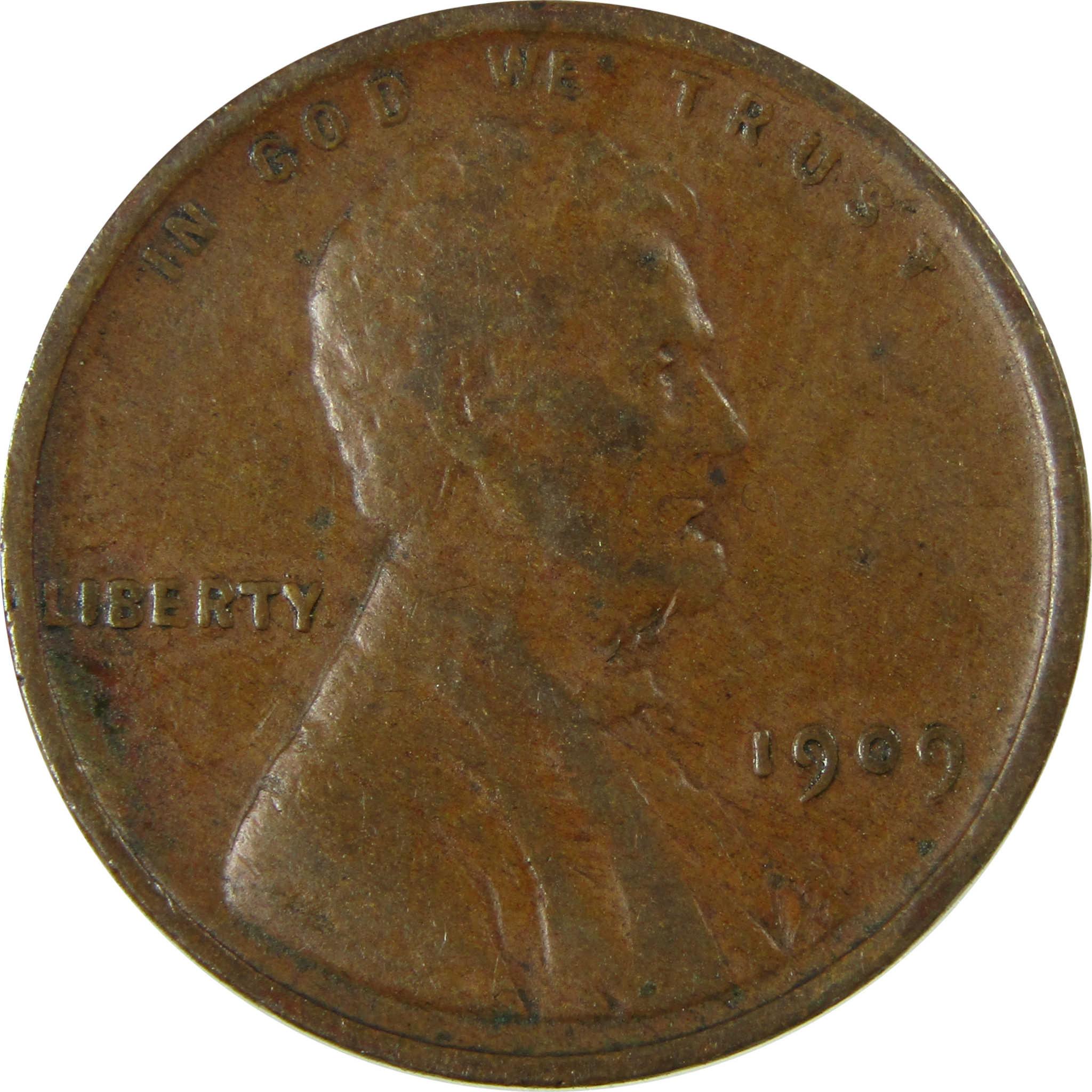 1909 Lincoln Wheat Cent F Fine Details Penny 1c Coin SKU:I26339