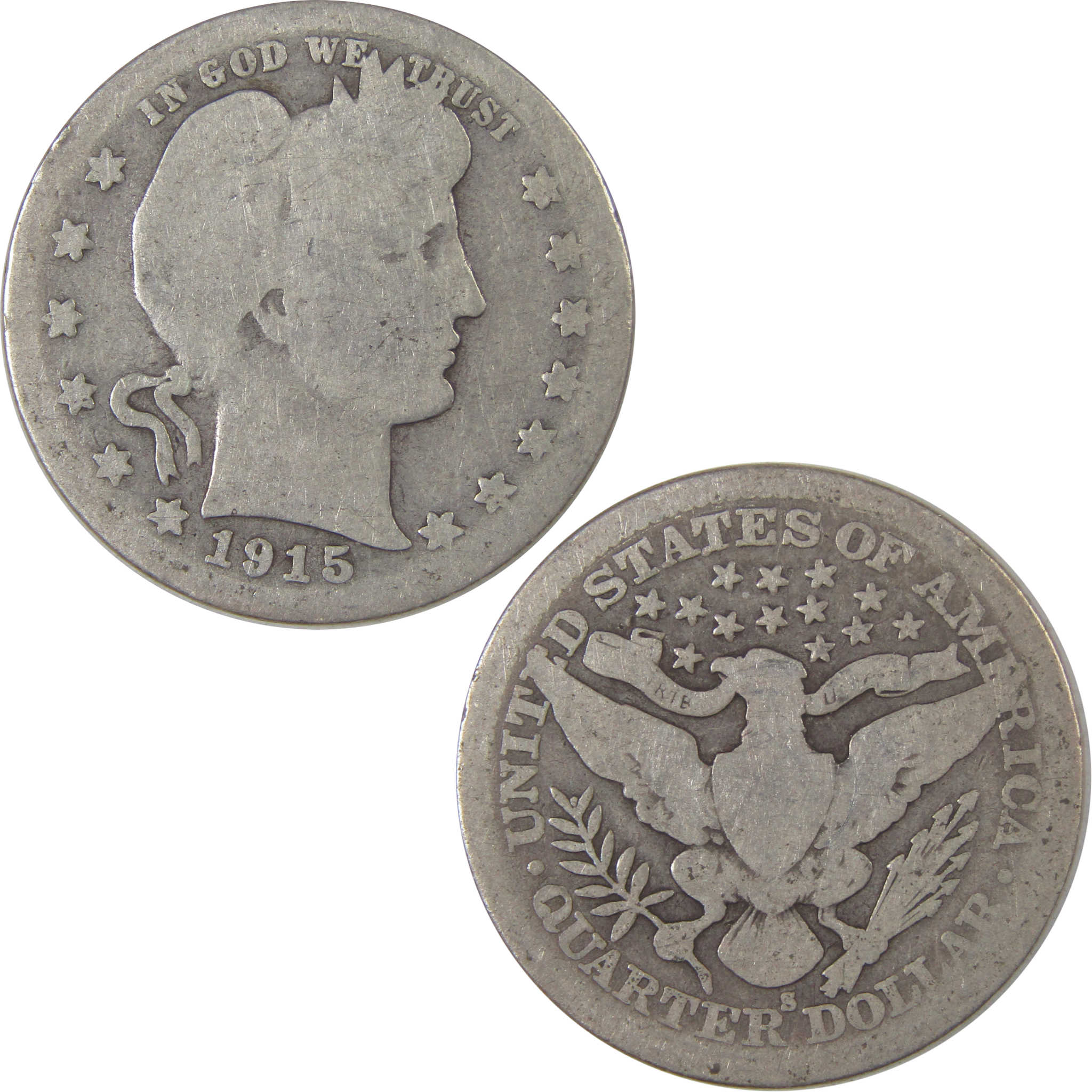 1915 S Barber Quarter AG About Good Silver 25c Coin SKU:I18074