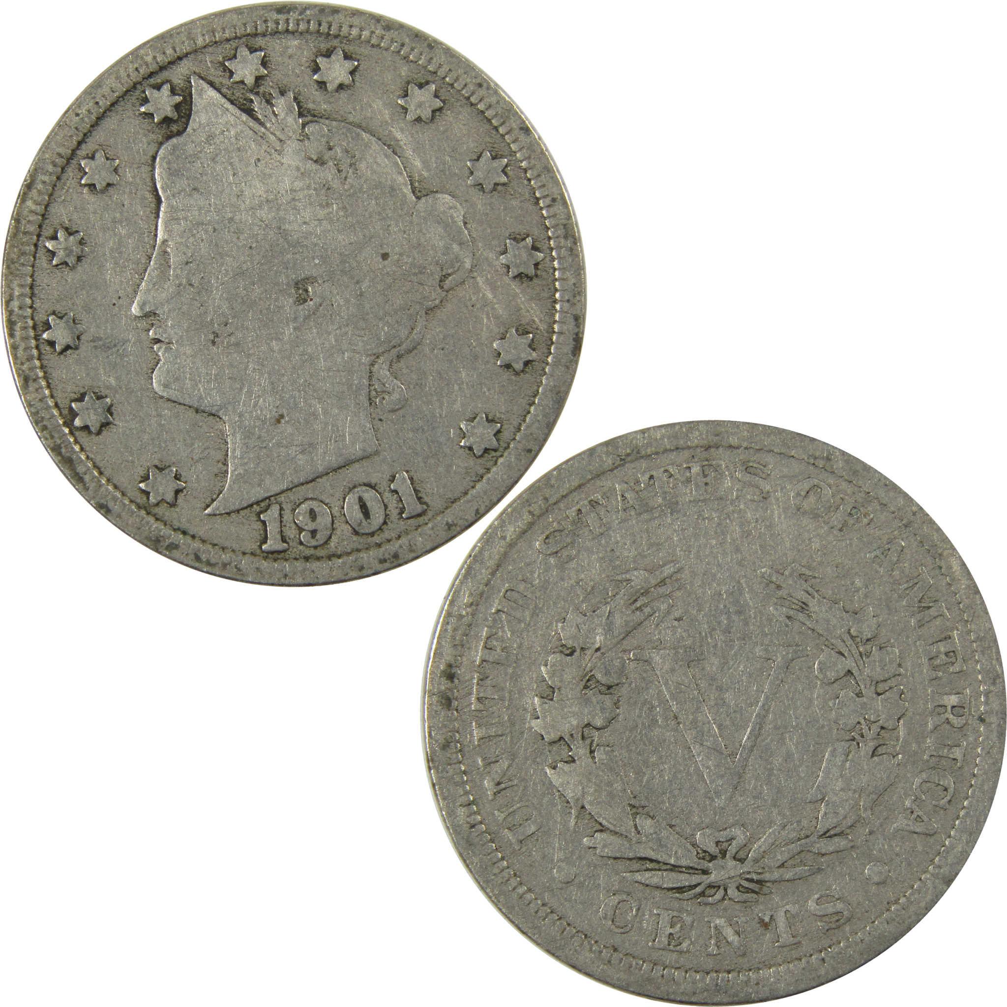1901 Liberty Head V Nickel G Good 5c Coin SKU:I27210