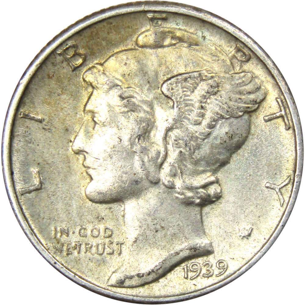1939 Mercury Dime AU About Uncirculated Silver 10c Coin
