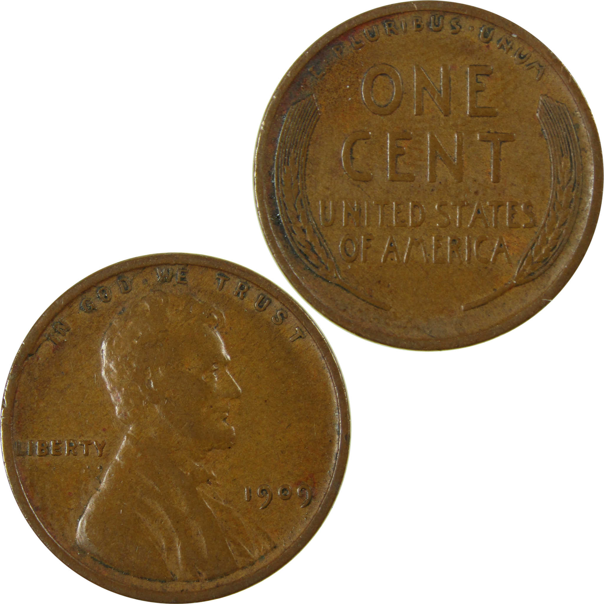 1909 Lincoln Wheat Cent F Fine Penny 1c Coin Collectible SKU:I26337