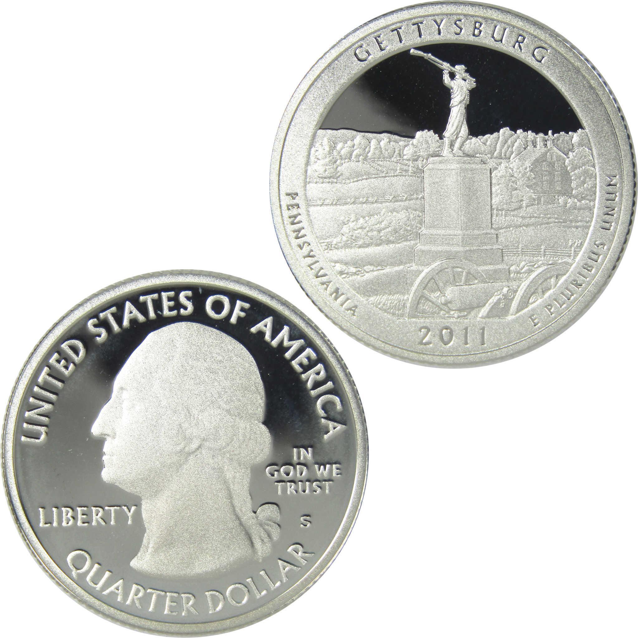 2011 S Gettysburg National Military Park Silver Quarter Proof 25c Coin