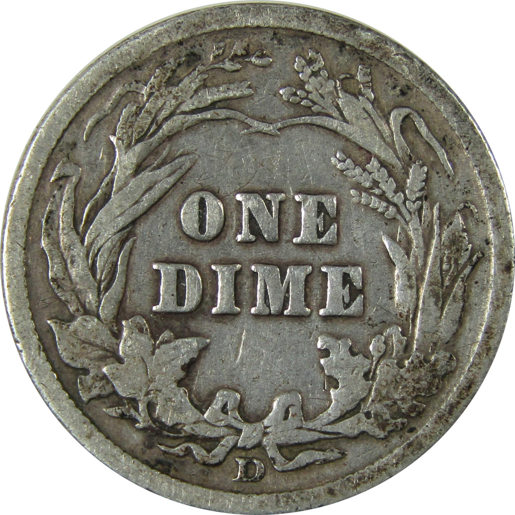 1912 D Barber Silver Dime F Fine Details 10c Coin SKU:CP968
