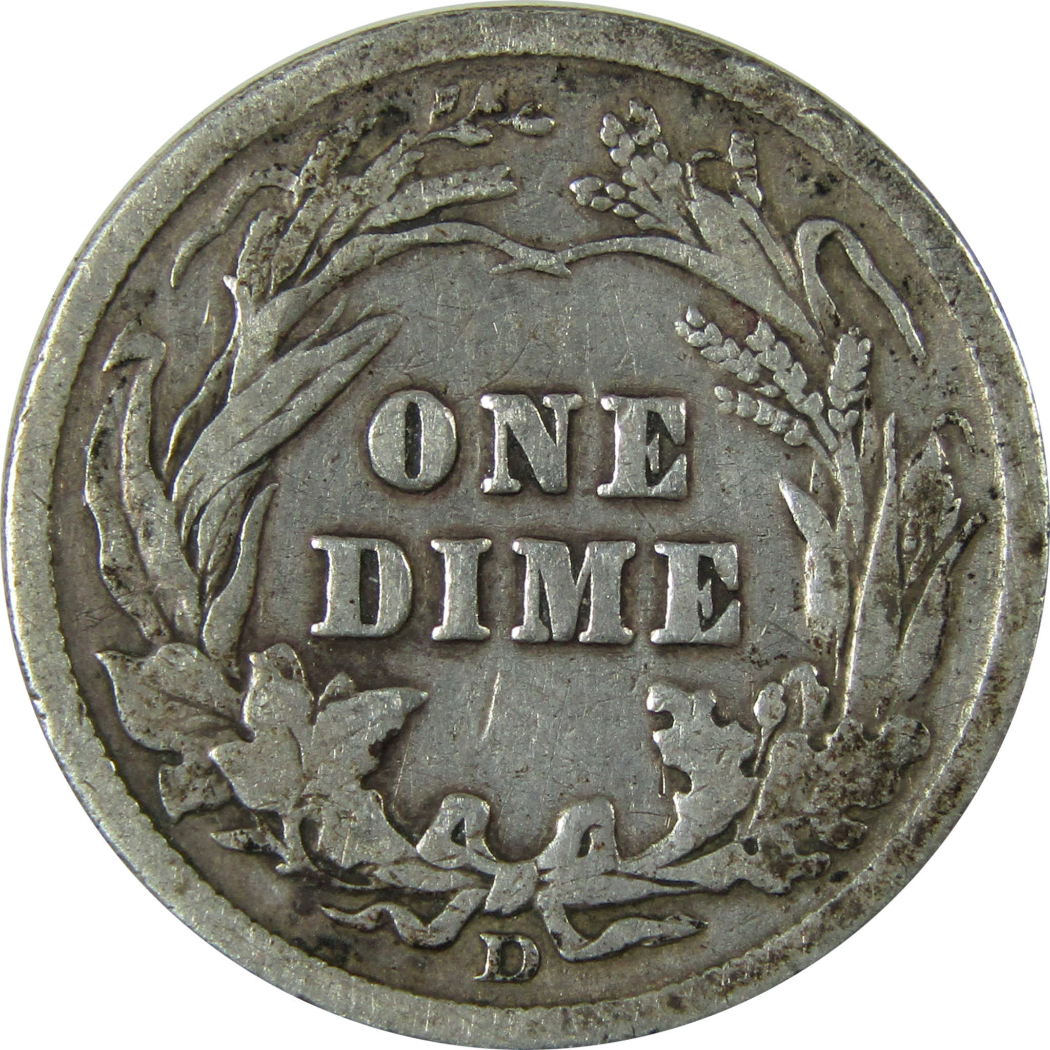 1912 D Barber Silver Dime F Fine Details 10c Coin SKU:CP968