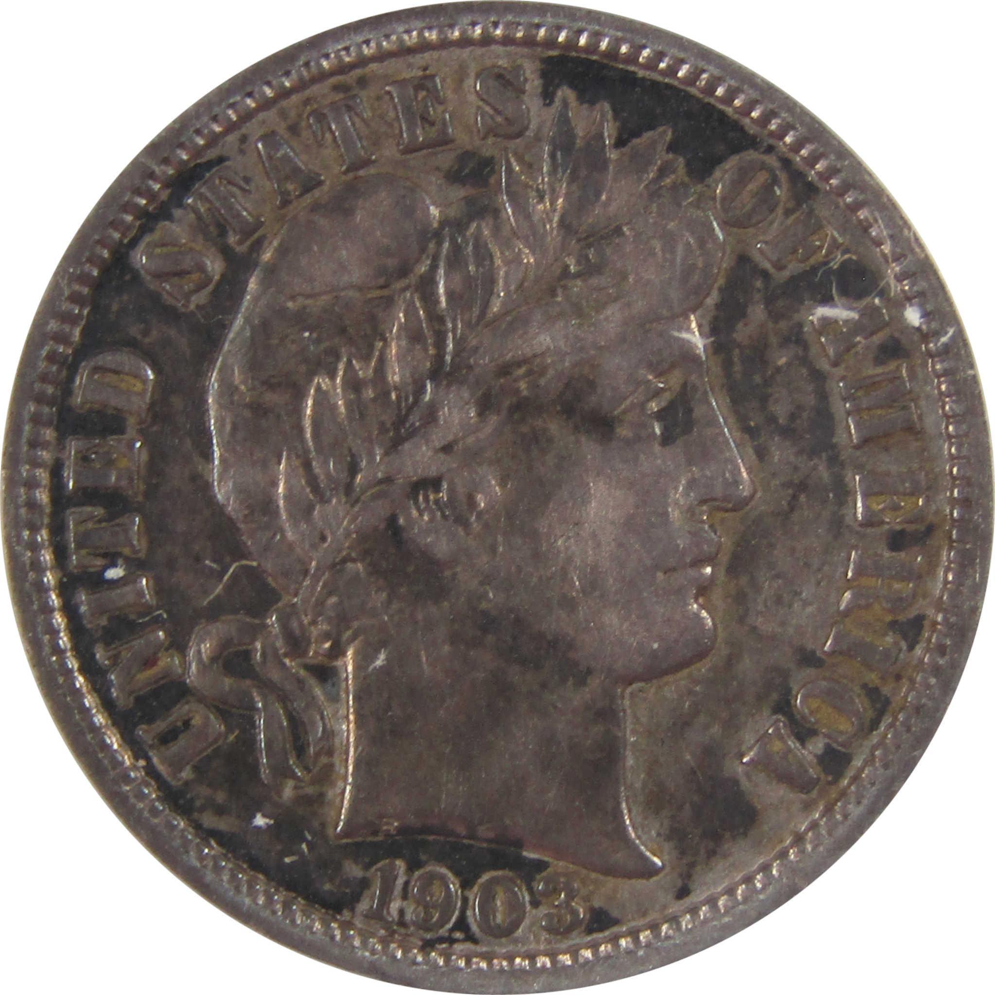 1903 Barber Silver Dime EF 45 Details ANACS 10c Coin SKU:I25529